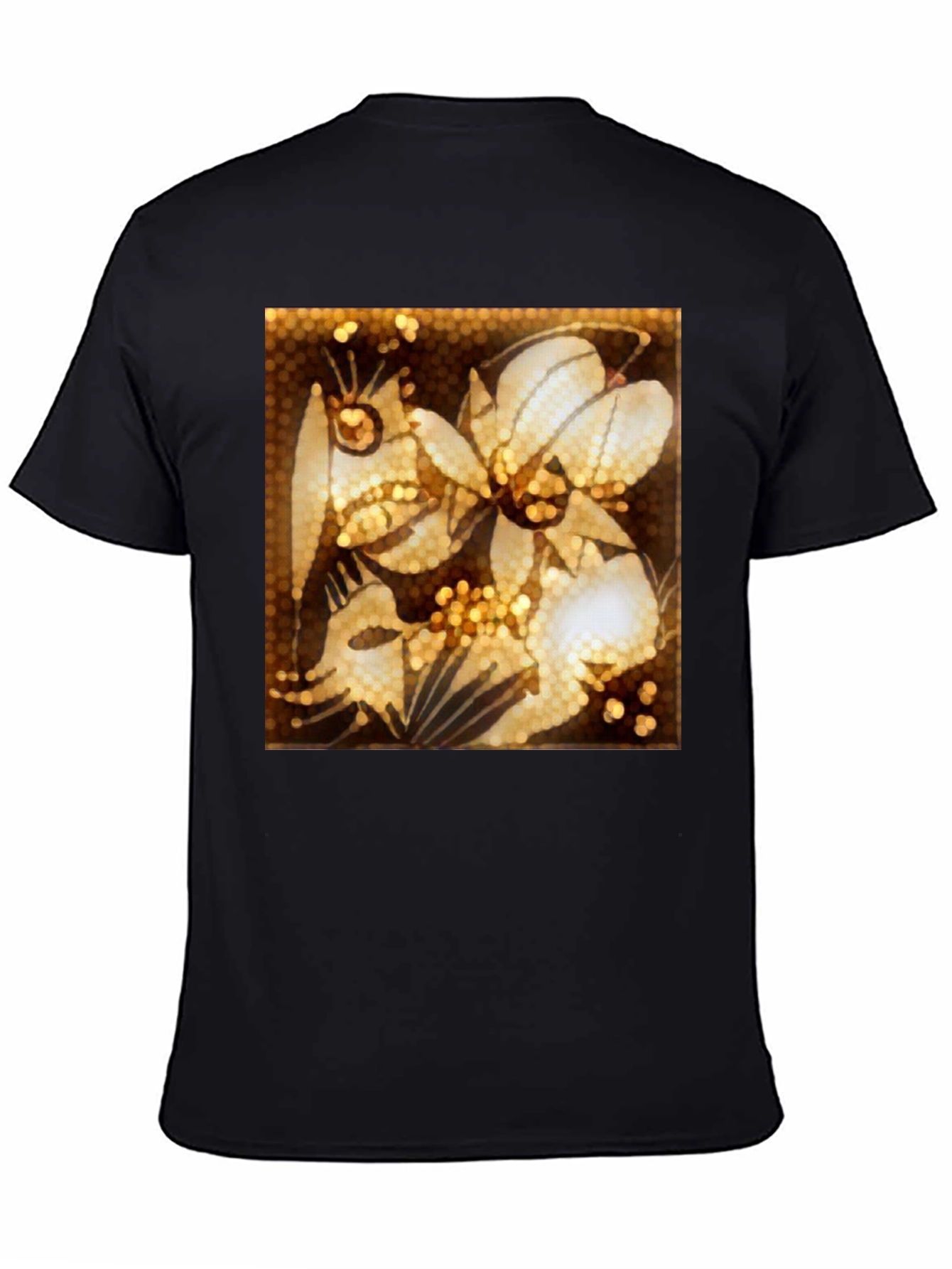 Floral Art Print Black T-Shirt