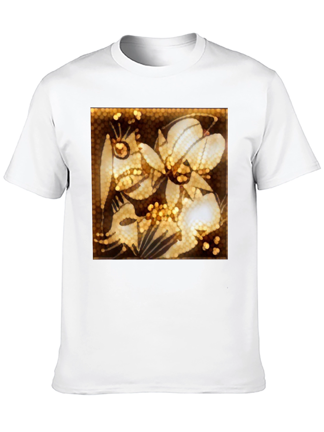 Floral Art Print Black T-Shirt
