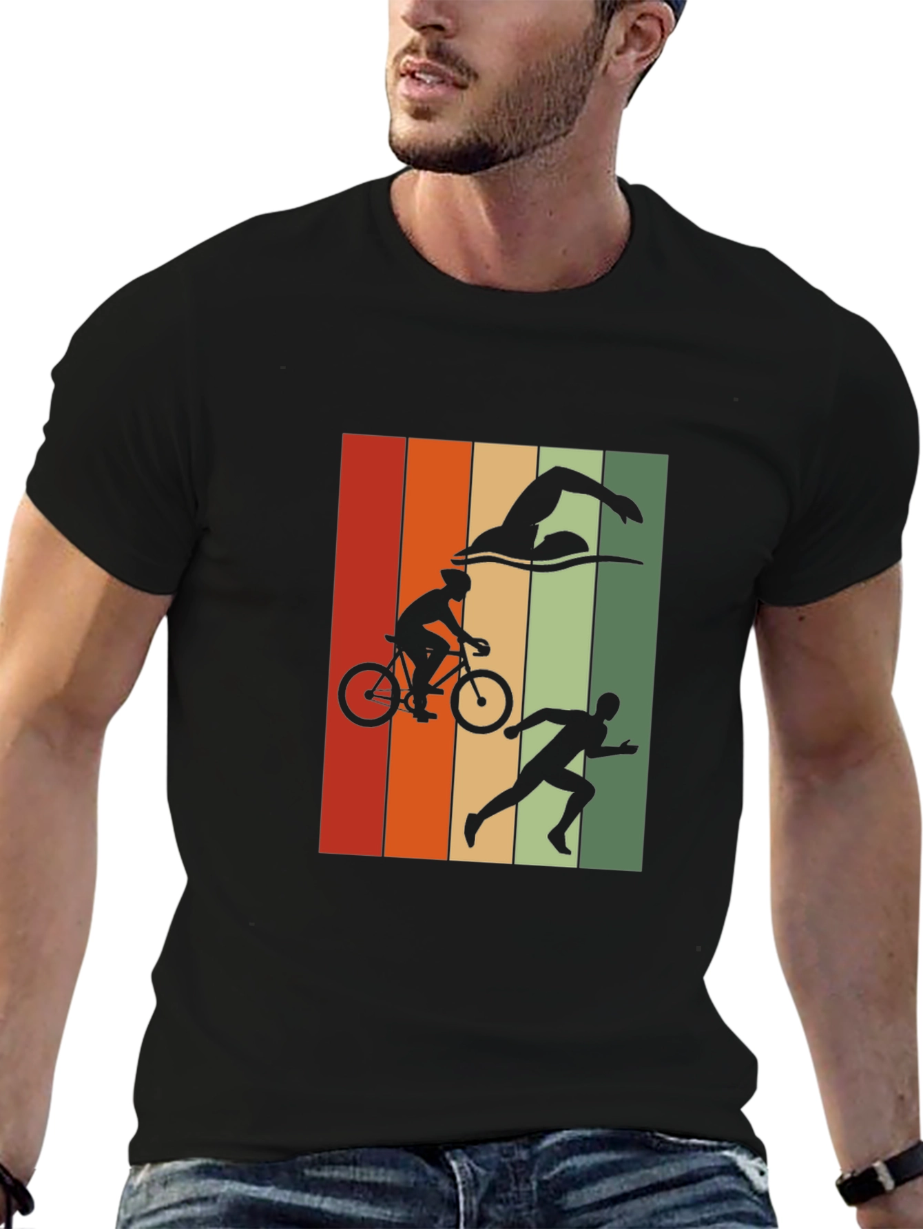 Triathlon Graphic T-Shirt - Black