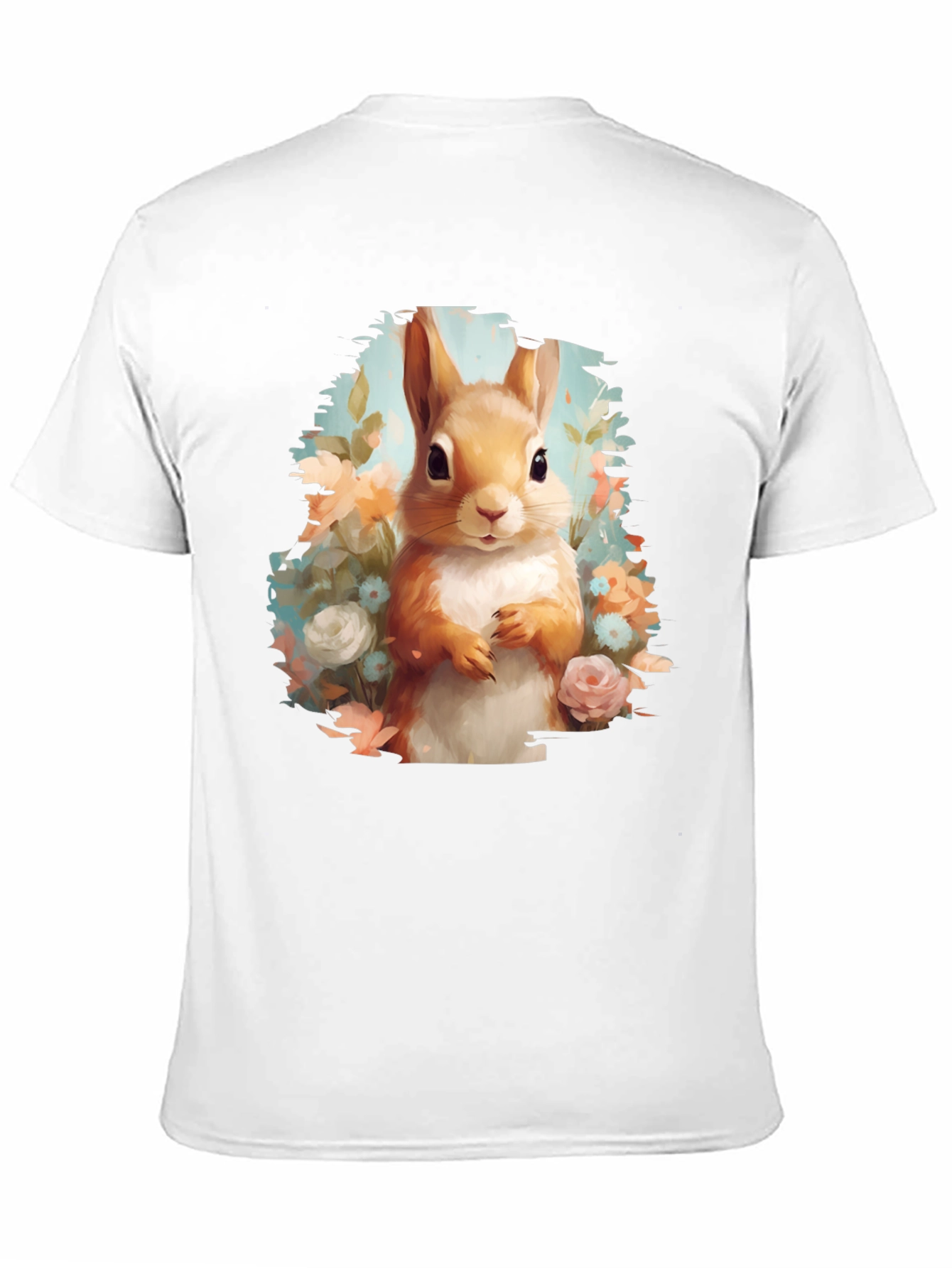 Squirrel Floral Graphic Tee - Black Unisex T-Shirt