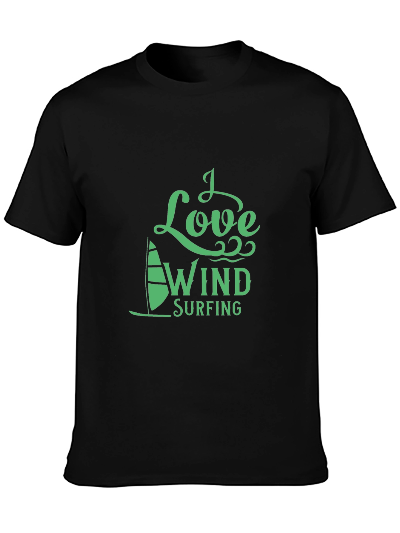 I Love Windsurfing Graphic Tee - Black