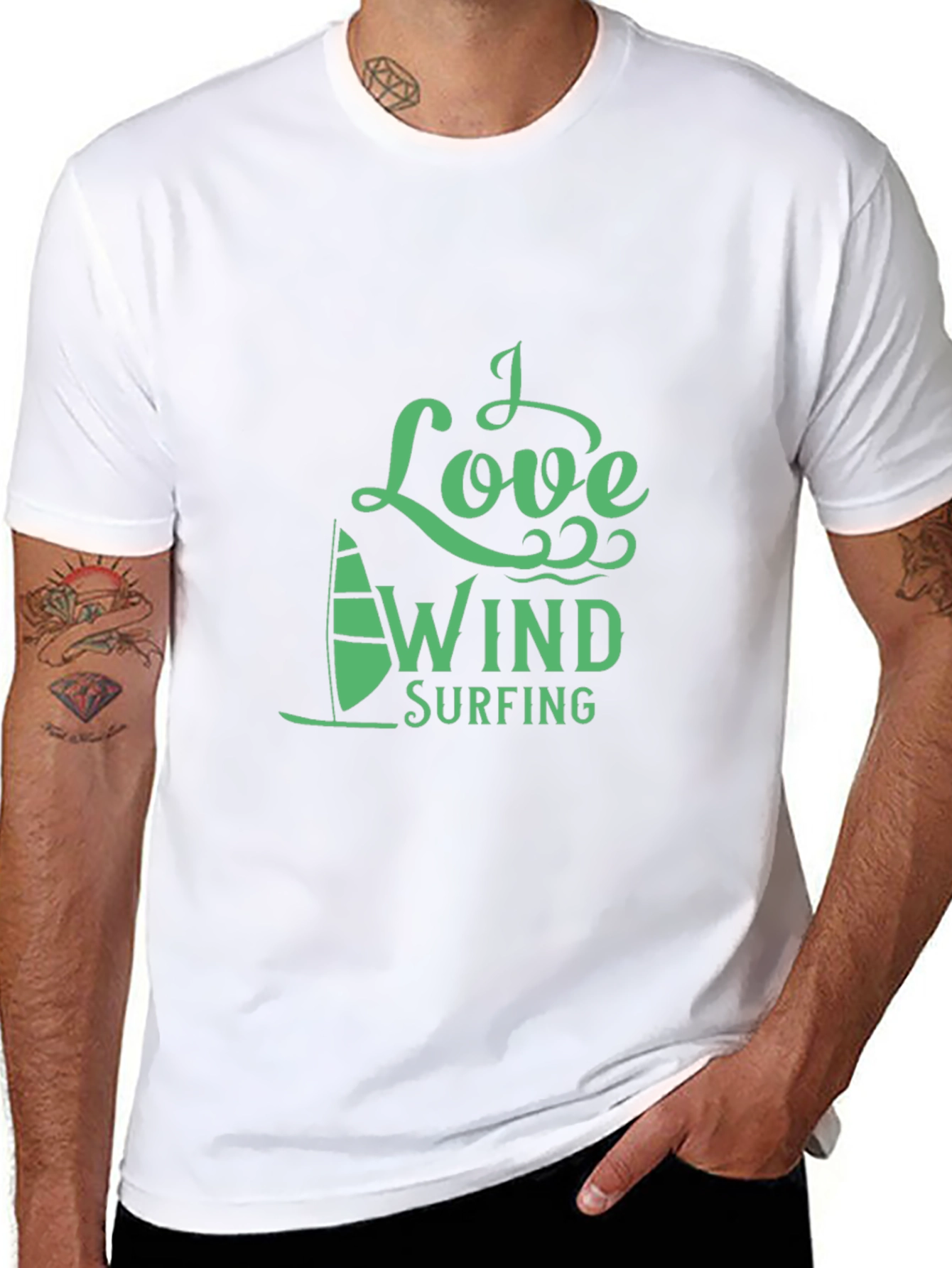 I Love Windsurfing Graphic Tee - Black