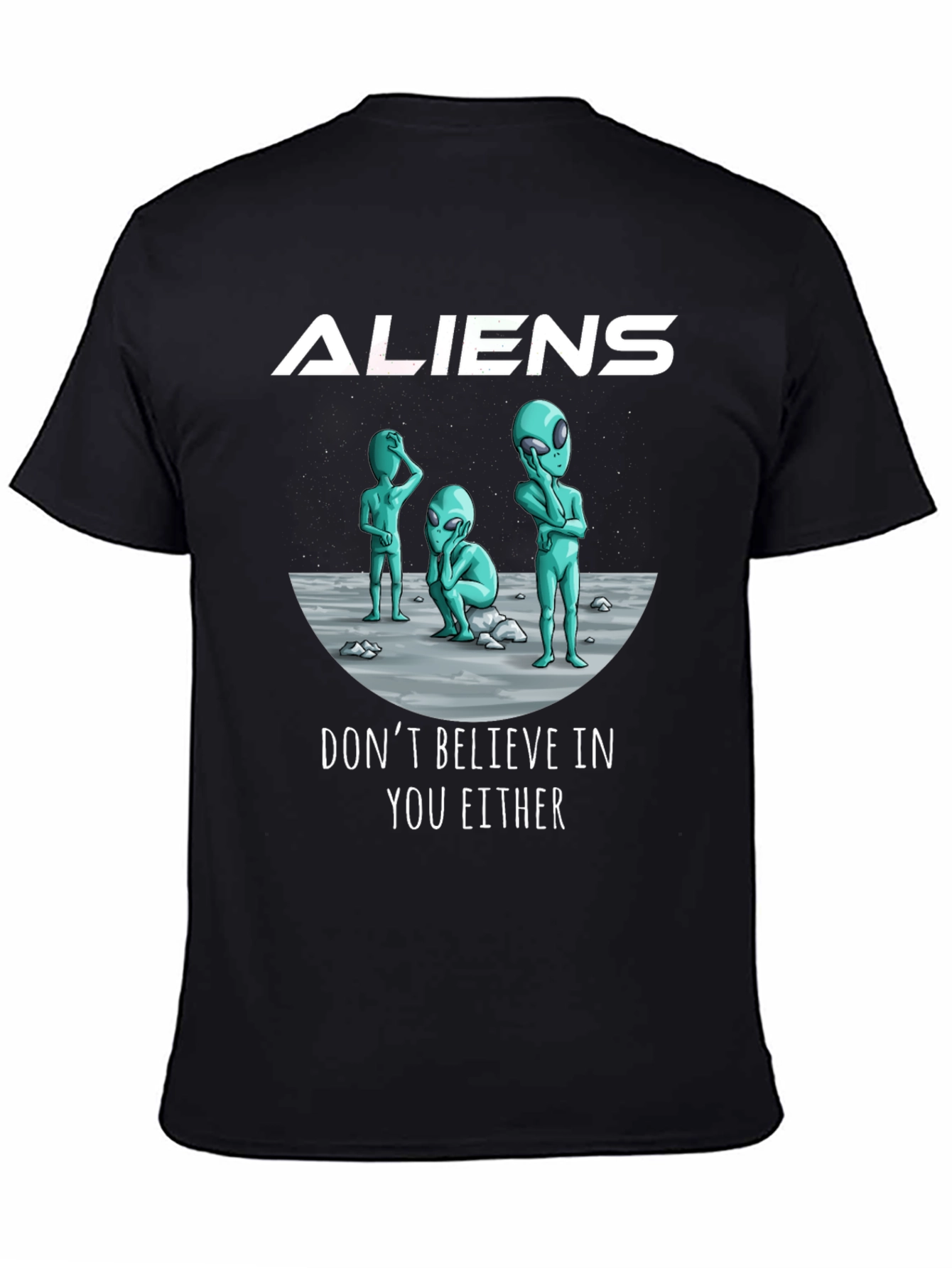 Aliens Graphic Print Black T-Shirt