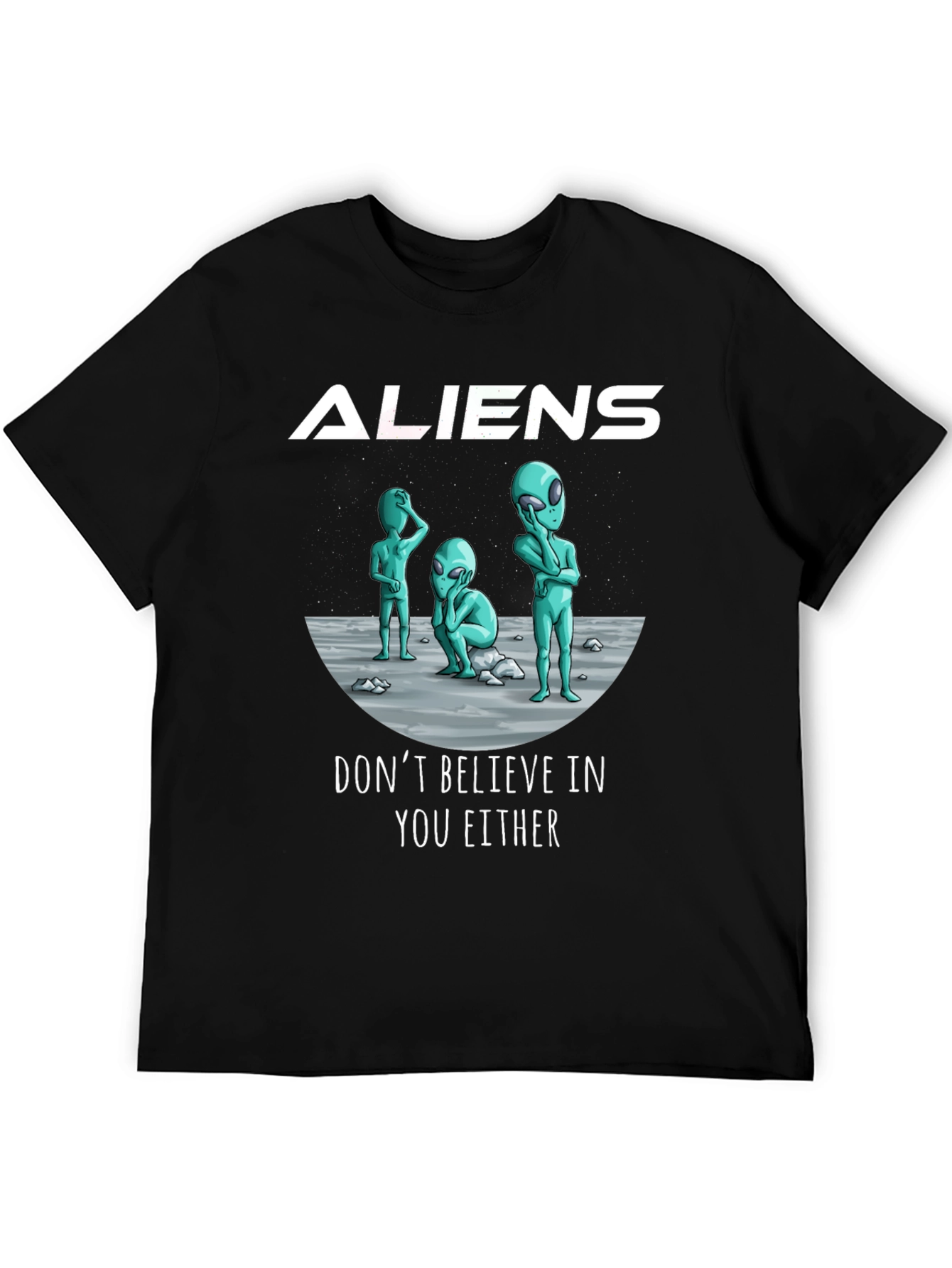 Aliens Graphic Print Black T-Shirt