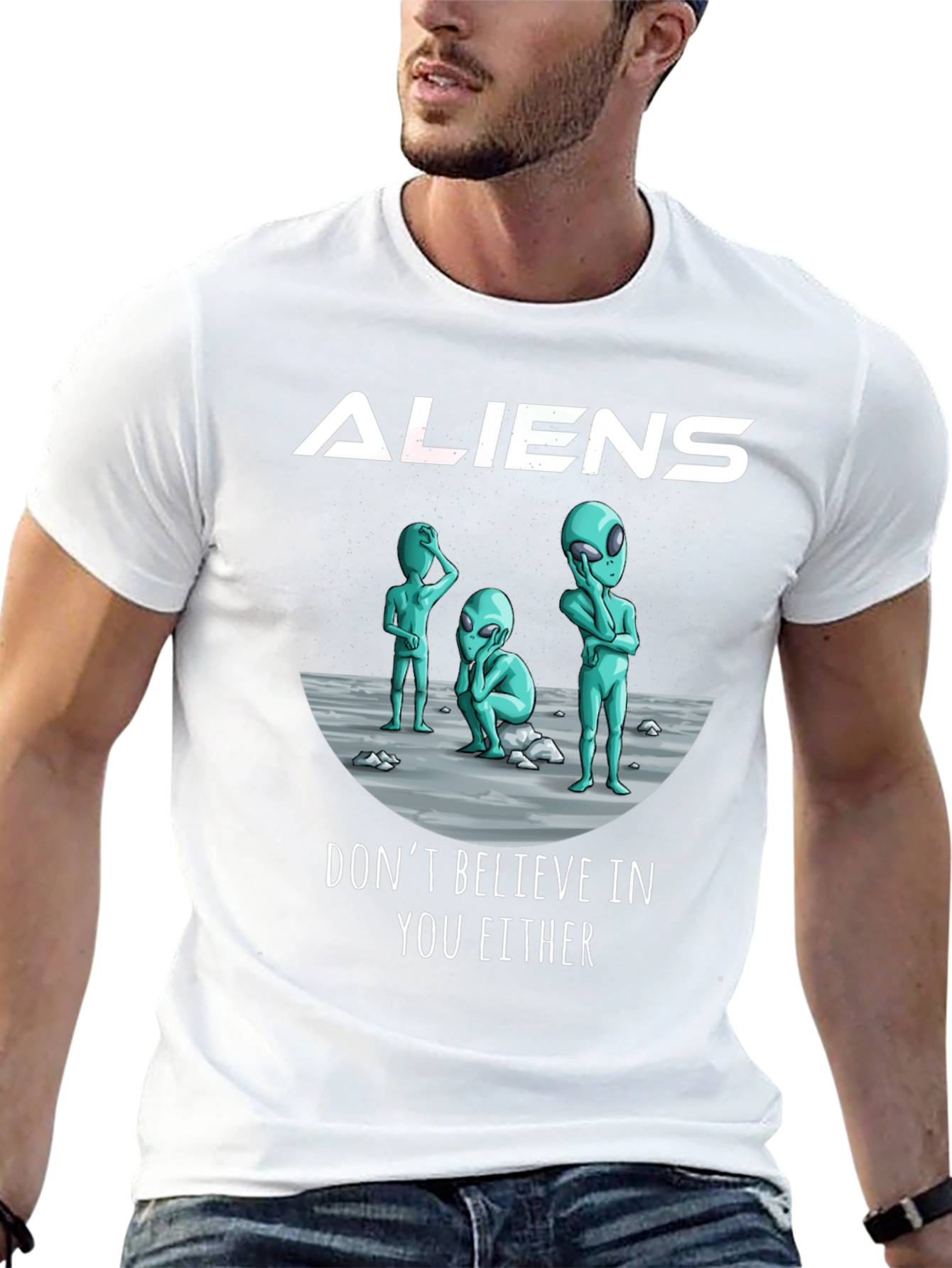 Aliens Graphic Print Black T-Shirt