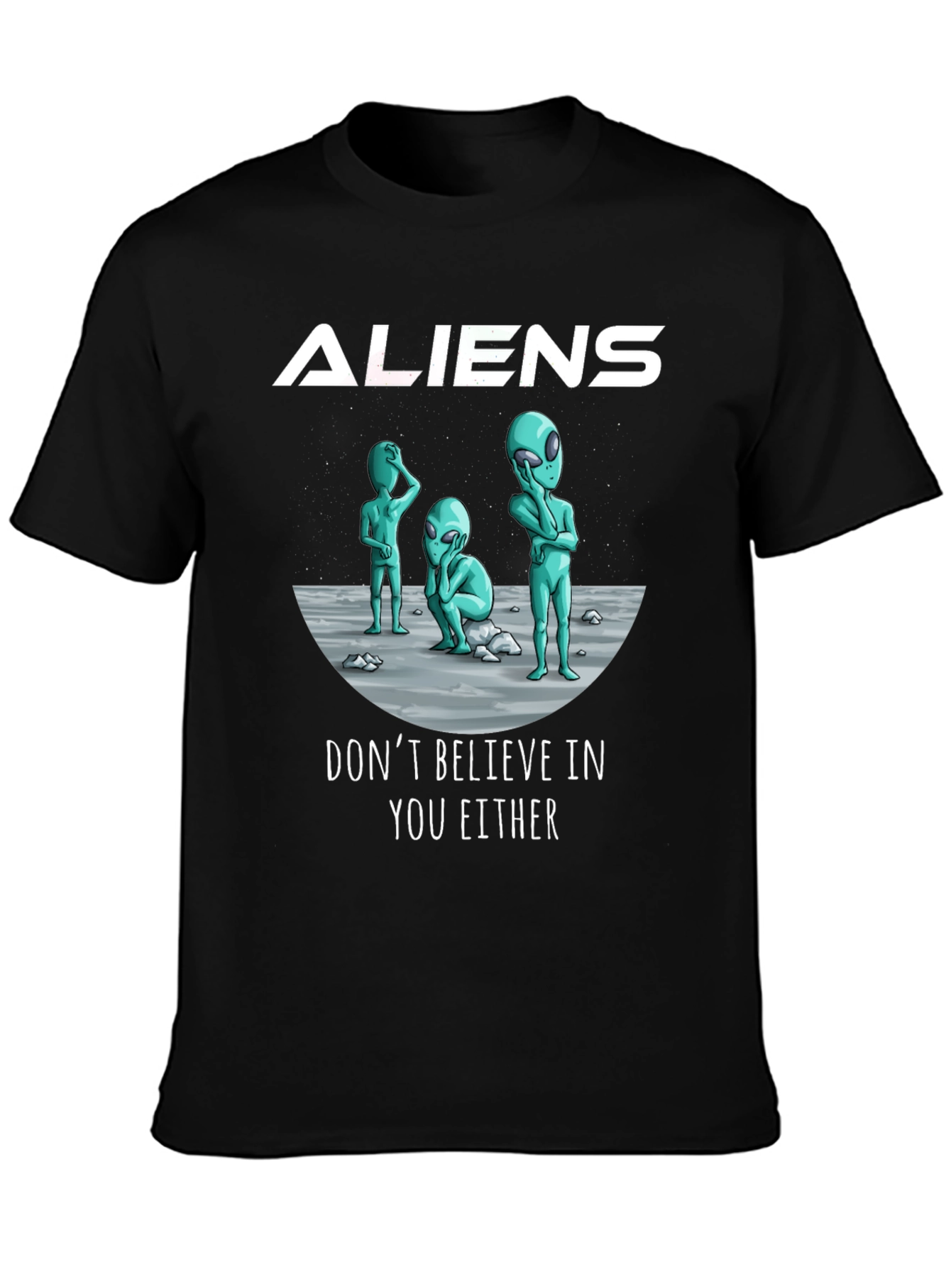 Aliens Graphic Print Black T-Shirt