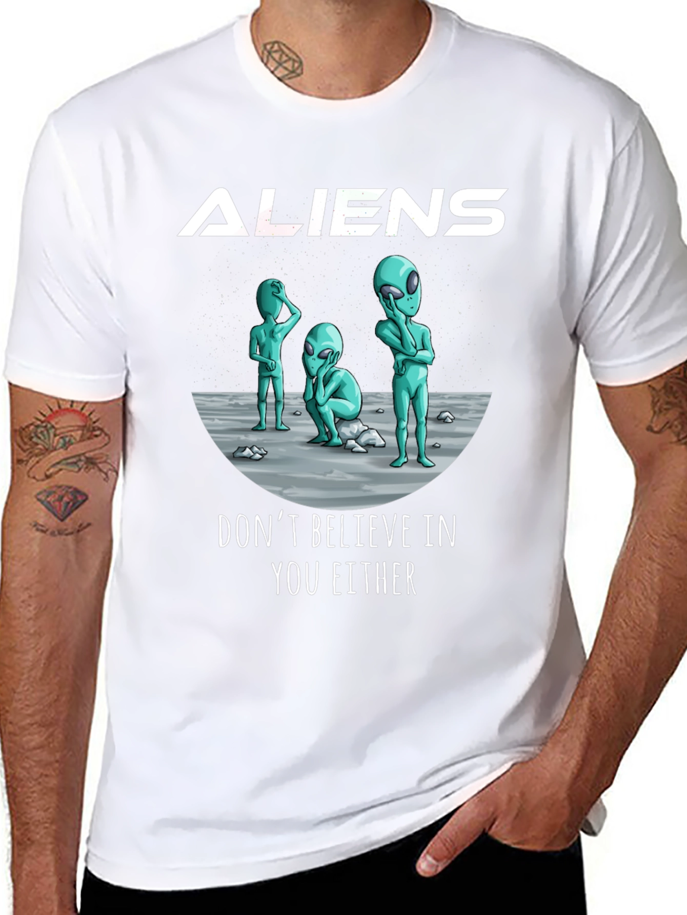 Aliens Graphic Print Black T-Shirt
