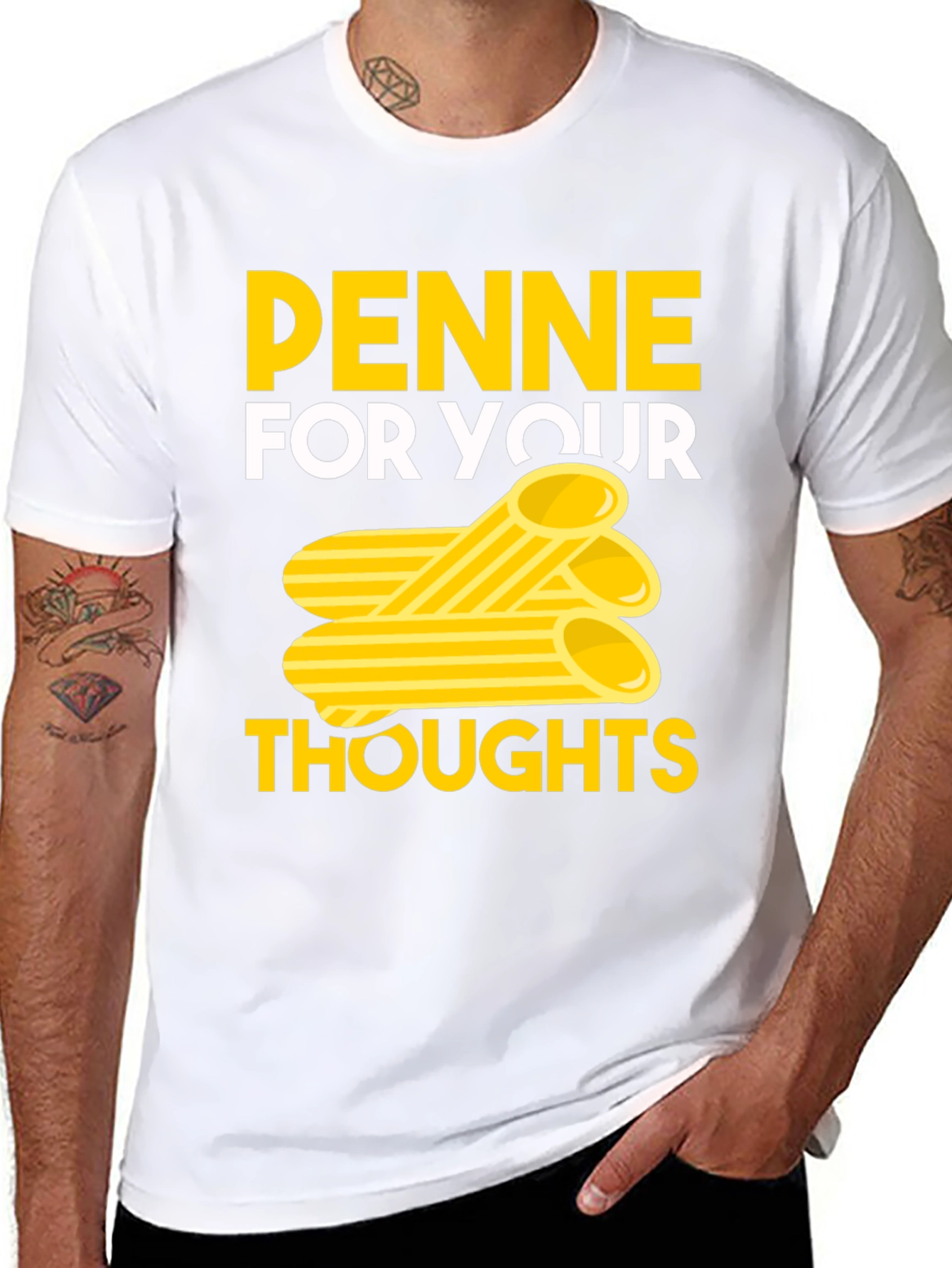Penne For Your Thoughts Black Graphic Tee