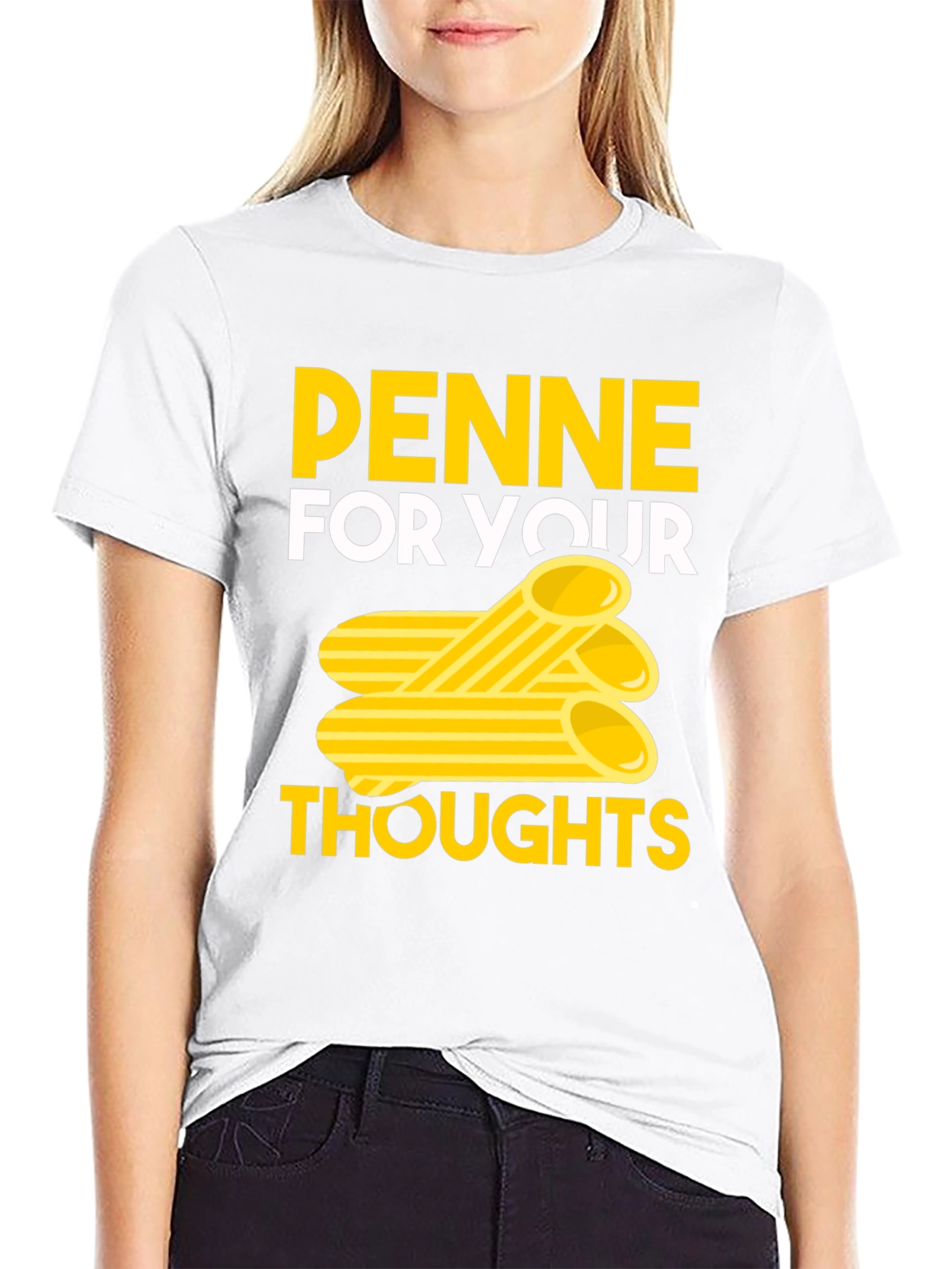Penne For Your Thoughts Black Graphic Tee