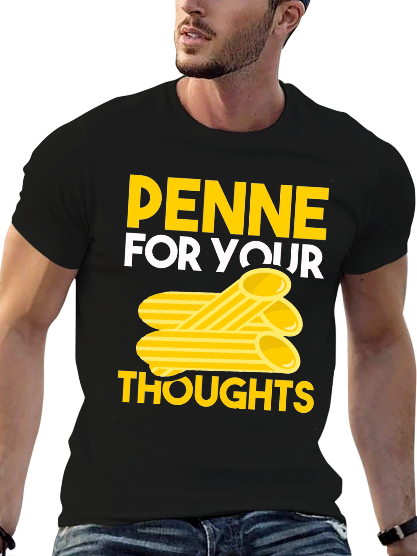 Penne For Your Thoughts Black Graphic Tee