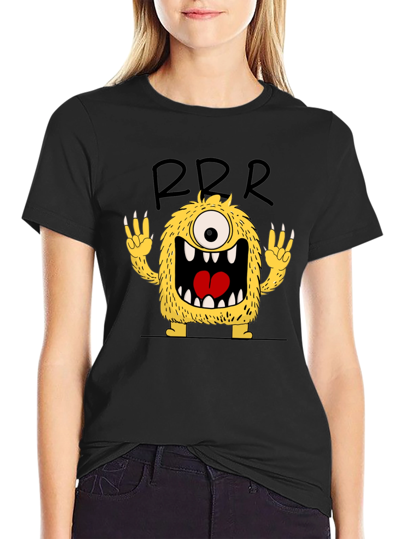 Funny Monster Graphic Tee - Mens Black T-Shirt