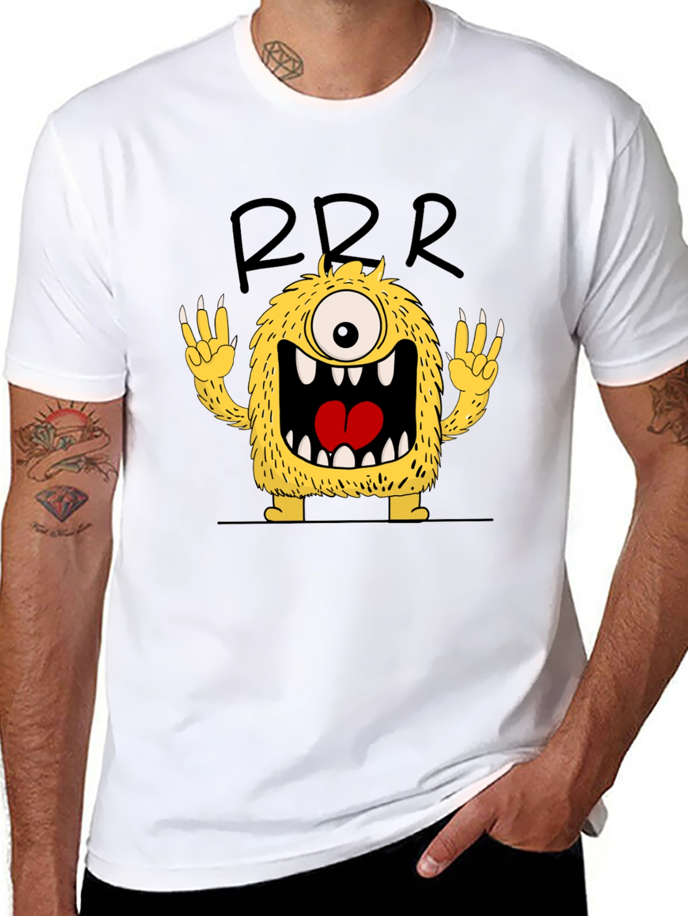 Funny Monster Graphic Tee - Mens Black T-Shirt