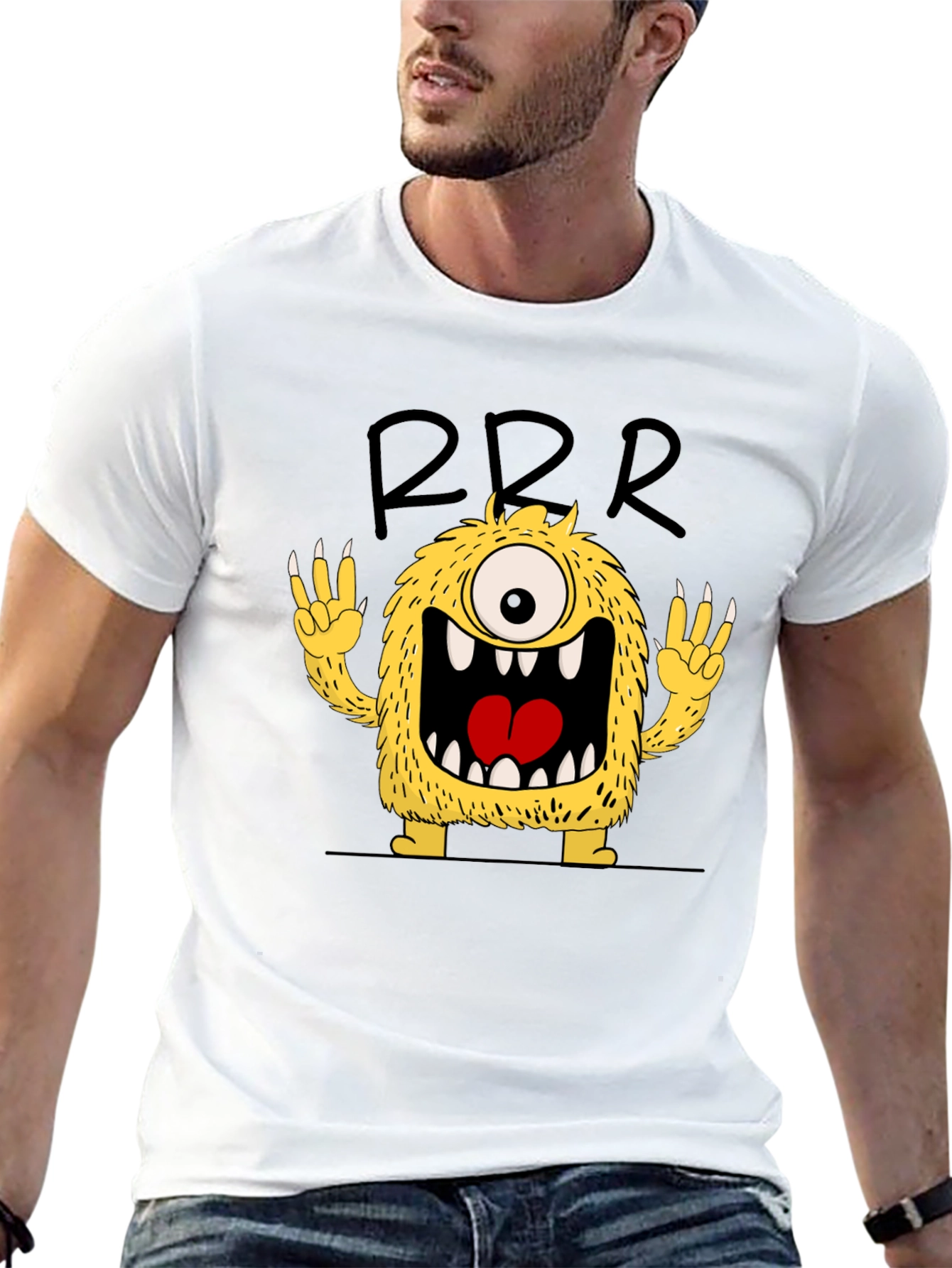 Funny Monster Graphic Tee - Mens Black T-Shirt