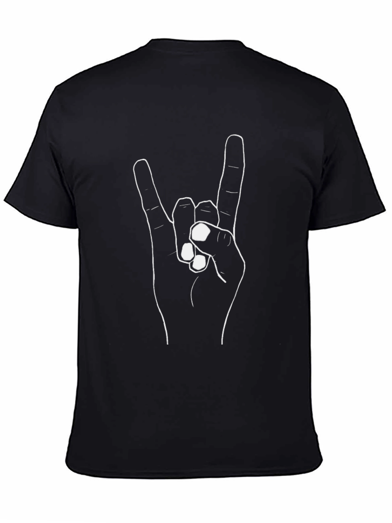 Rock On Hand Sign T-Shirt - Classic Black Tee