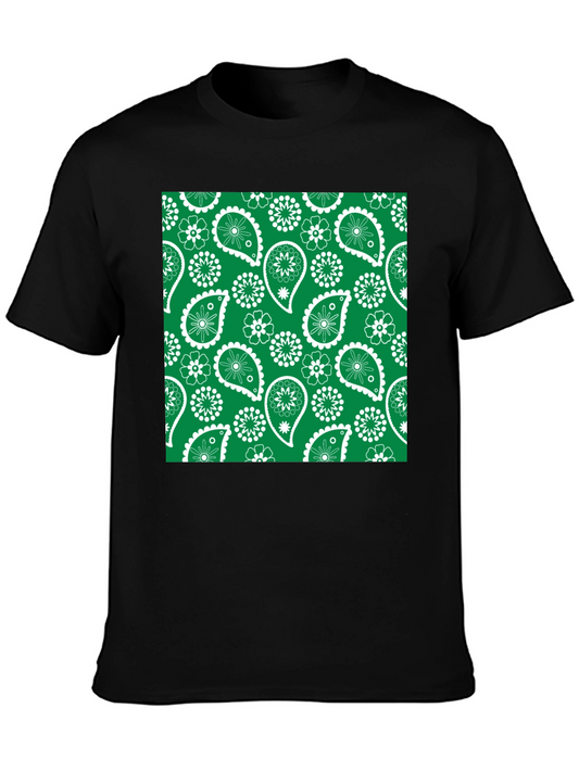 Green Paisley Patterned T-Shirt