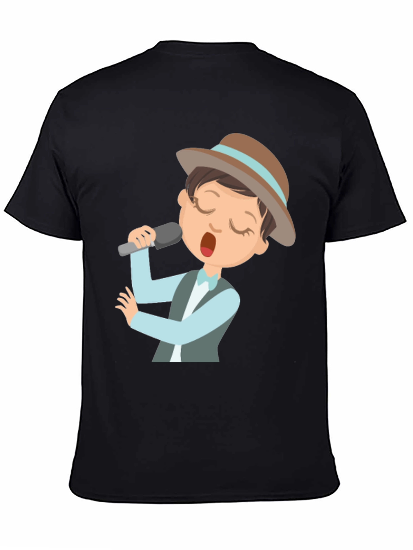 Singing Cartoon Character Black T-shirt