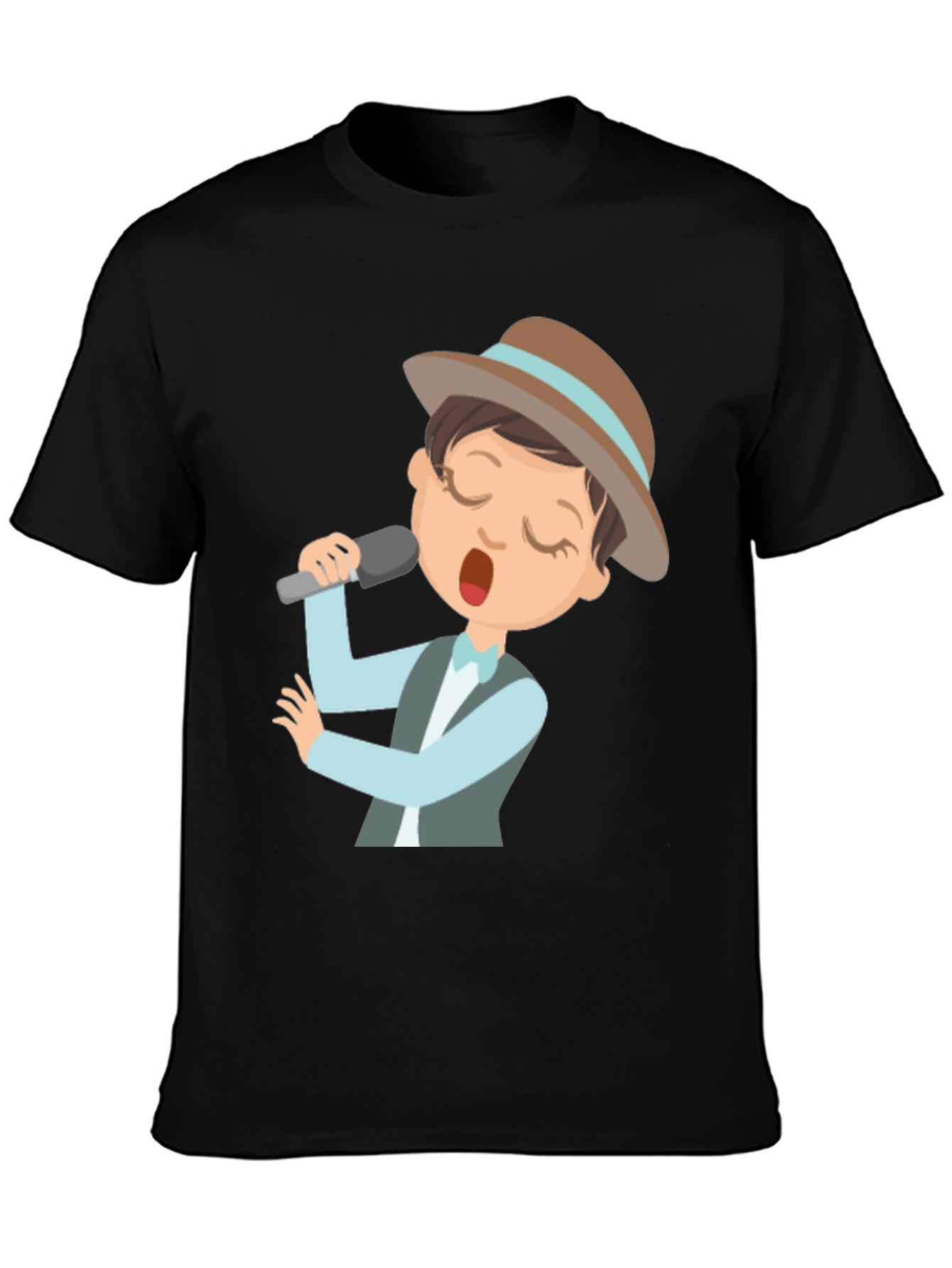 Singing Cartoon Character Black T-shirt