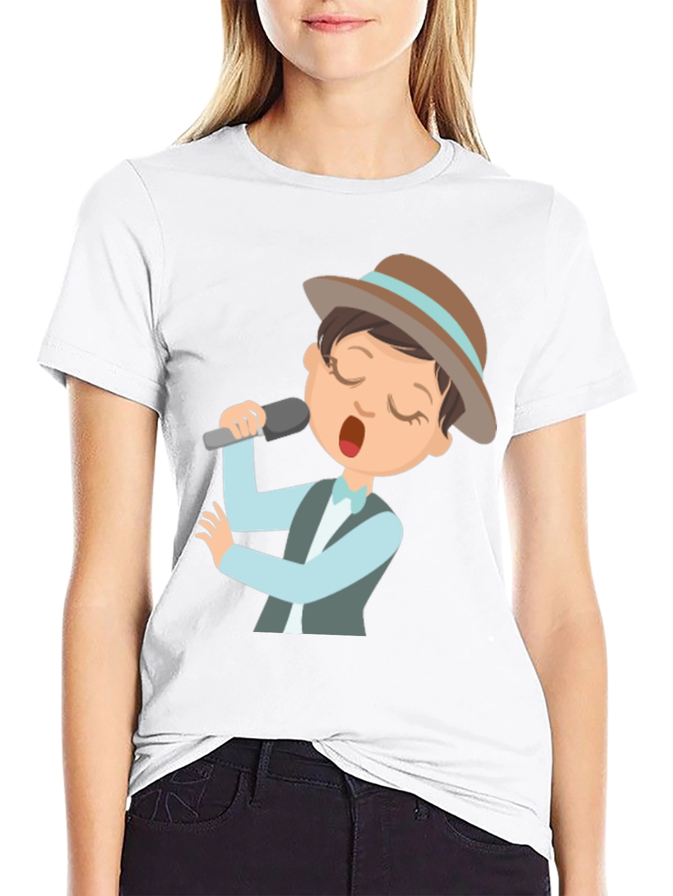 Singing Cartoon Character Black T-shirt