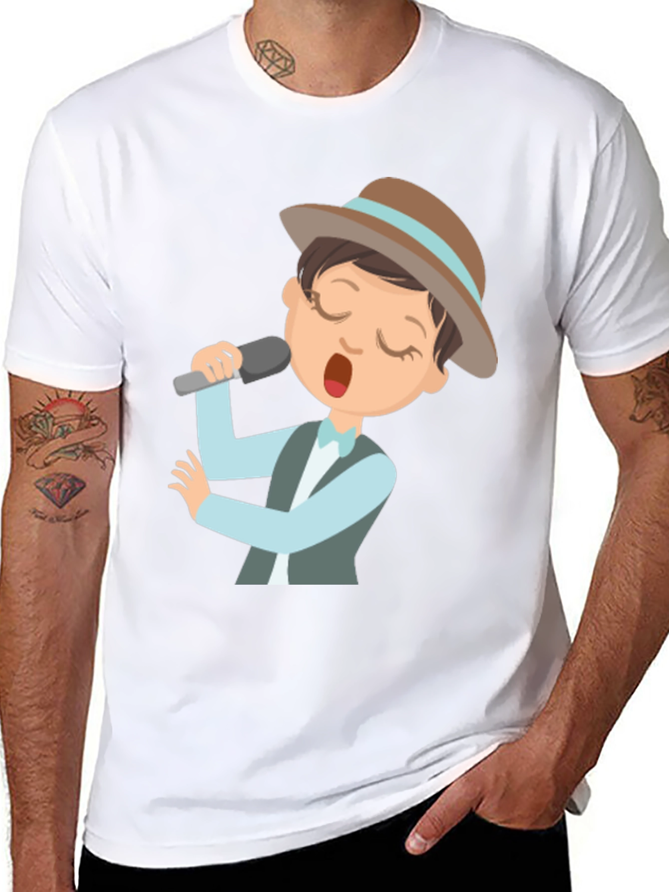 Singing Cartoon Character Black T-shirt