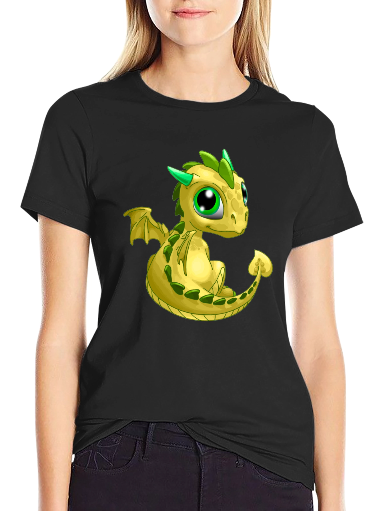 Cute Dragon Graphic Tee - Black T-Shirt