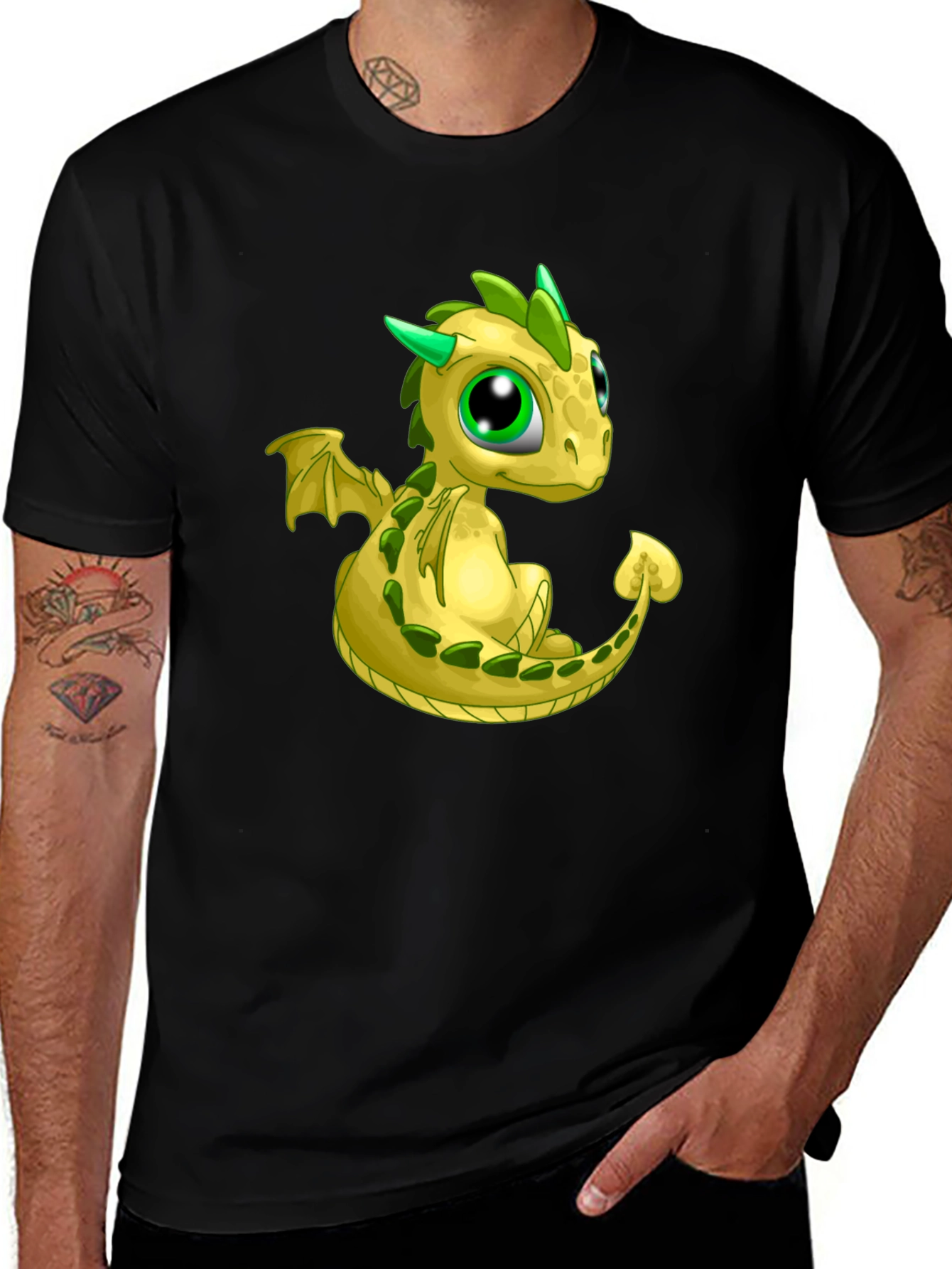 Cute Dragon Graphic Tee - Black T-Shirt