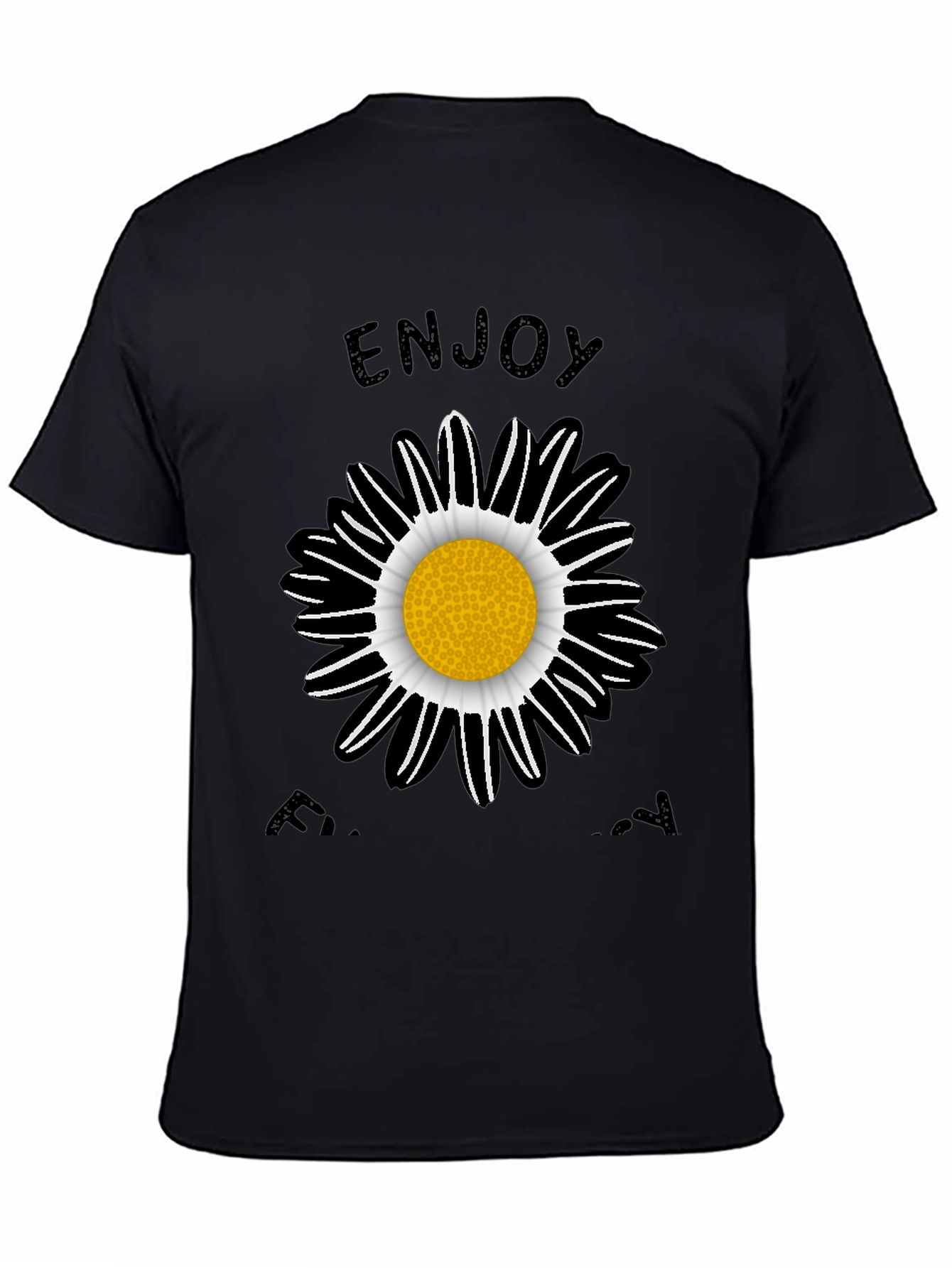 Enjoy Every Day Black Daisy Graphic T-Shirt