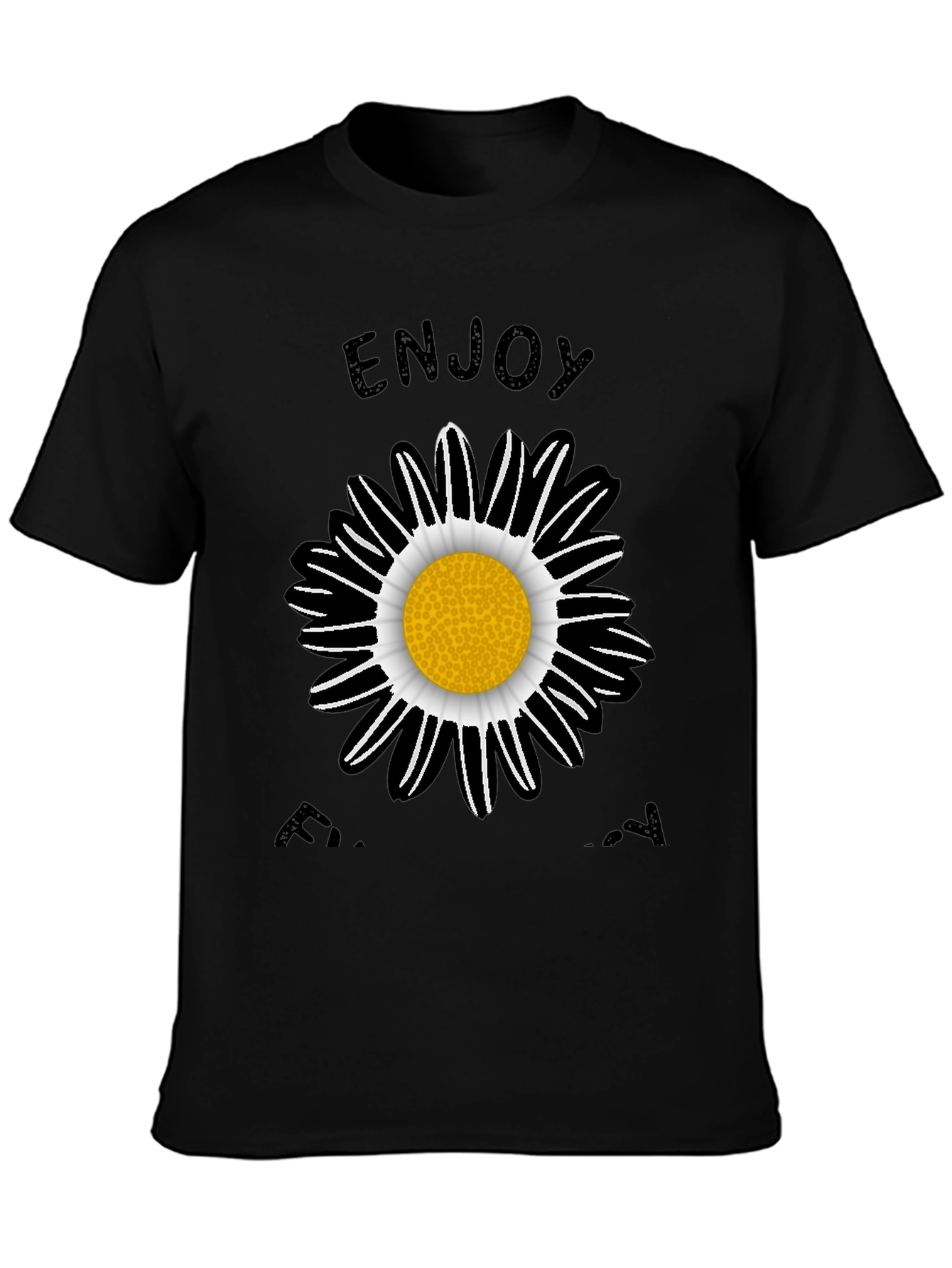 Enjoy Every Day Black Daisy Graphic T-Shirt