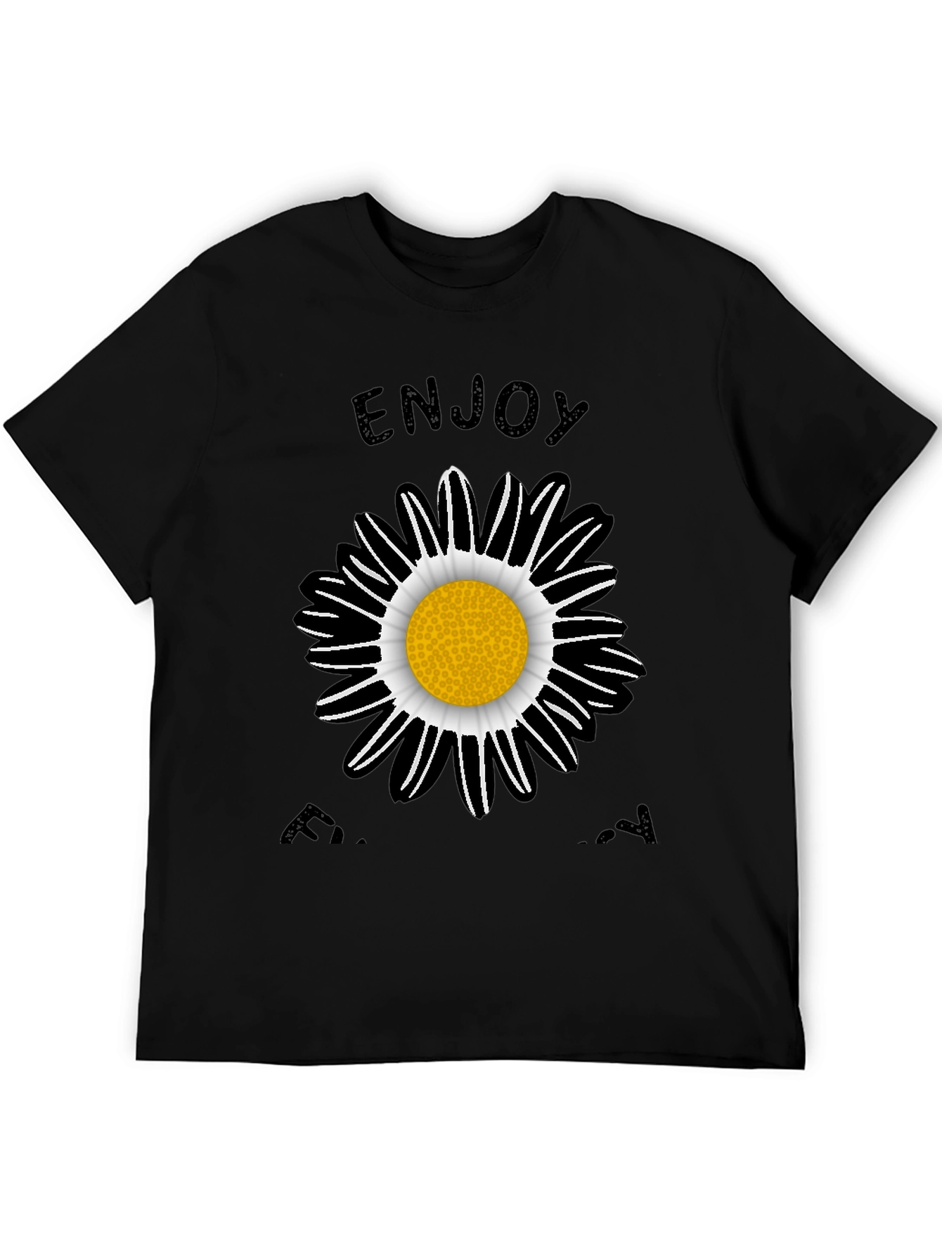 Enjoy Every Day Black Daisy Graphic T-Shirt