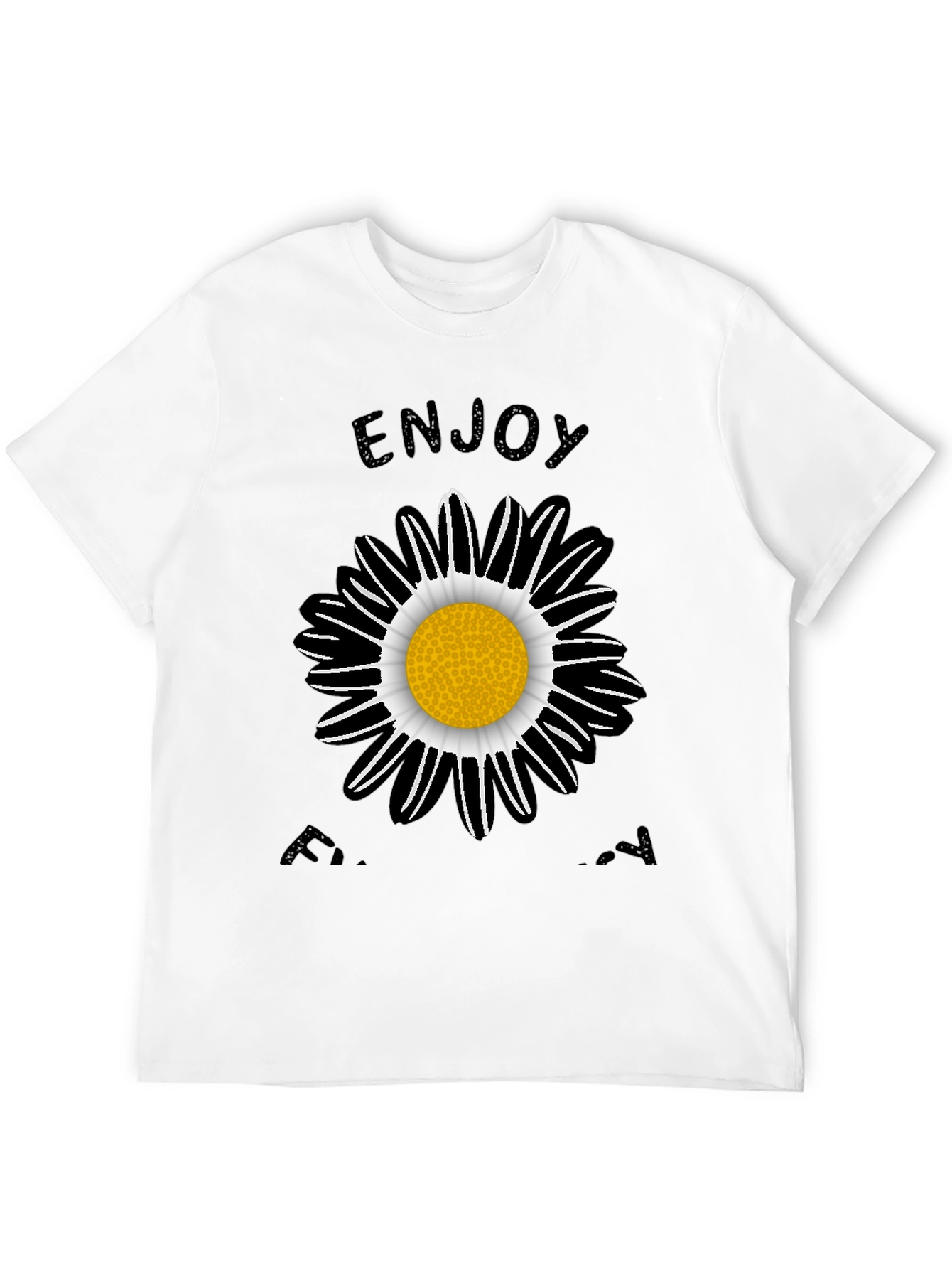 Enjoy Every Day Black Daisy Graphic T-Shirt