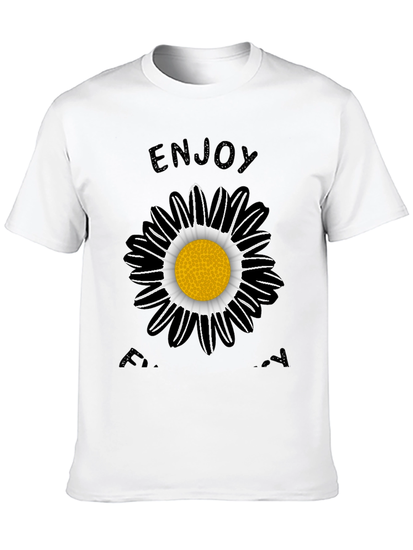 Enjoy Every Day Black Daisy Graphic T-Shirt