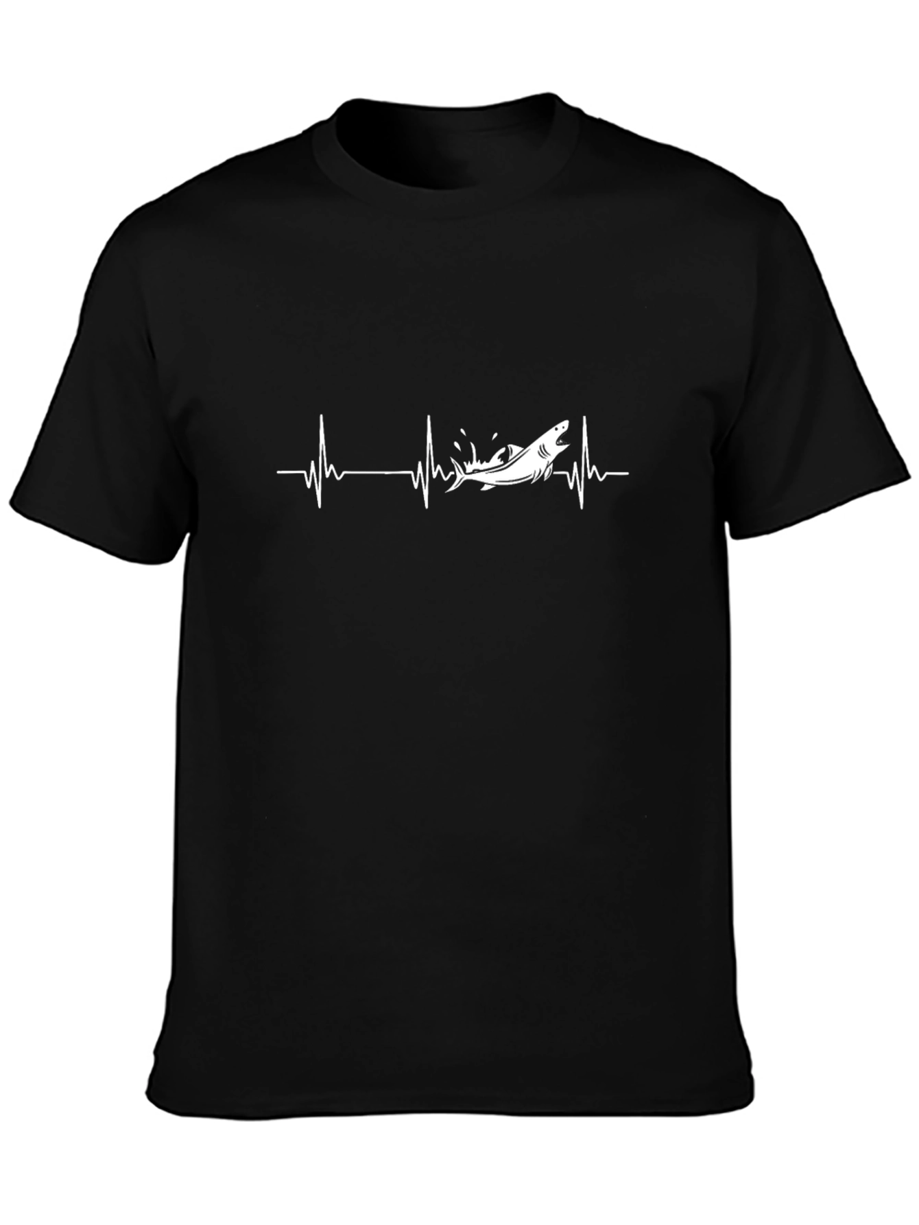 Shark Heartbeat T-Shirt - Black Unique Design