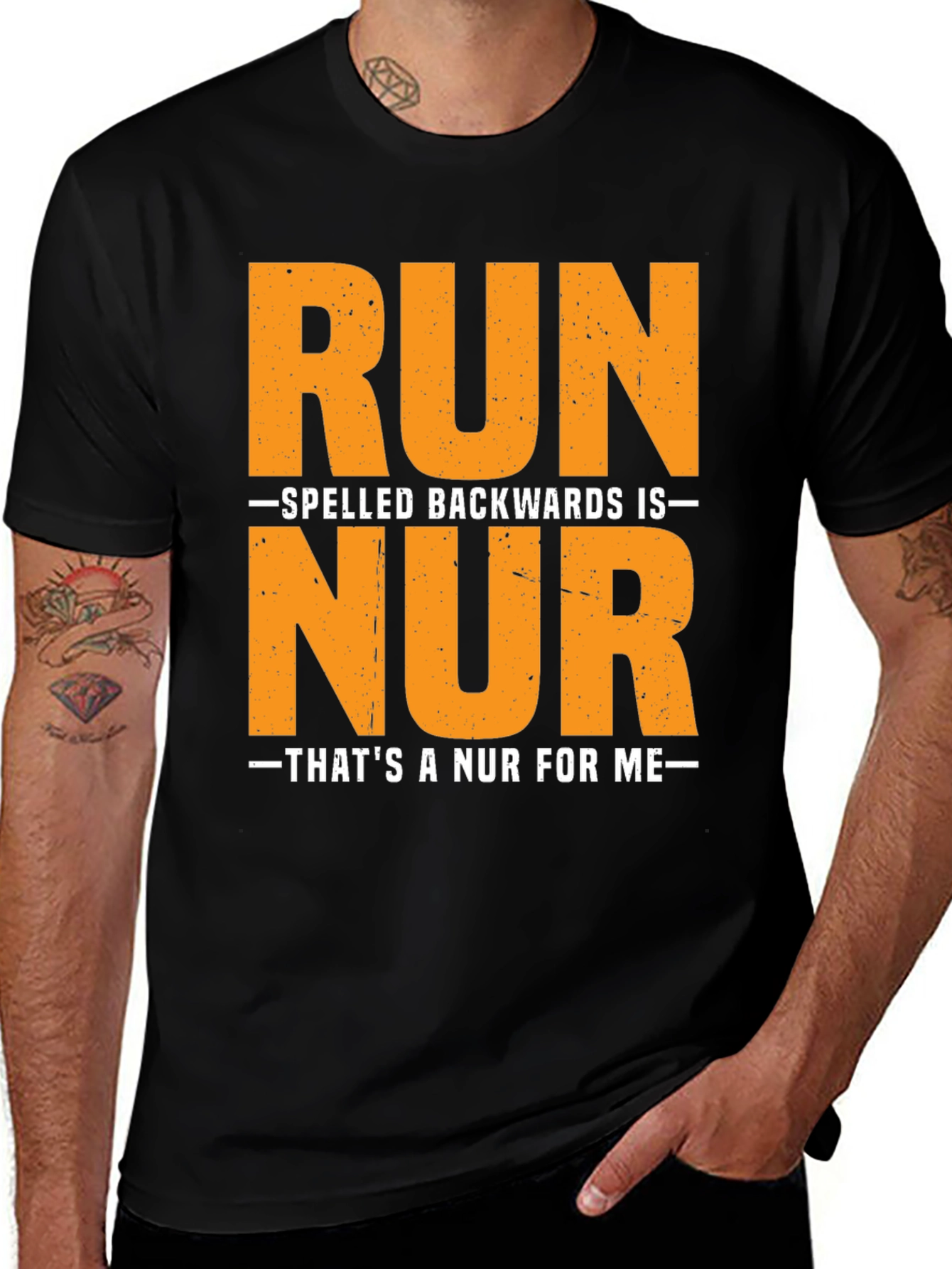 Funny Nursing T-Shirt: Run Spelled Backwards is NUR