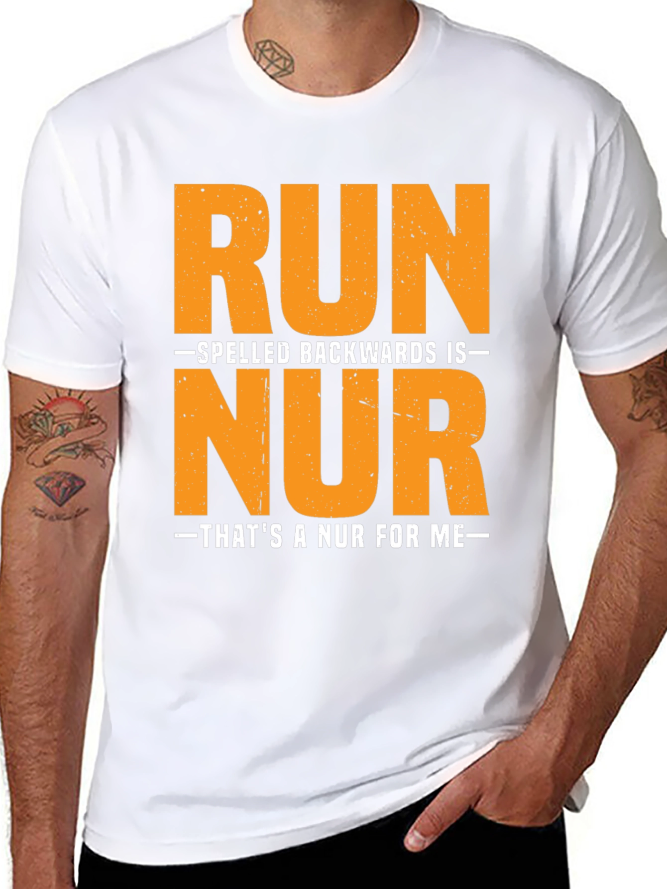 Funny Nursing T-Shirt: Run Spelled Backwards is NUR