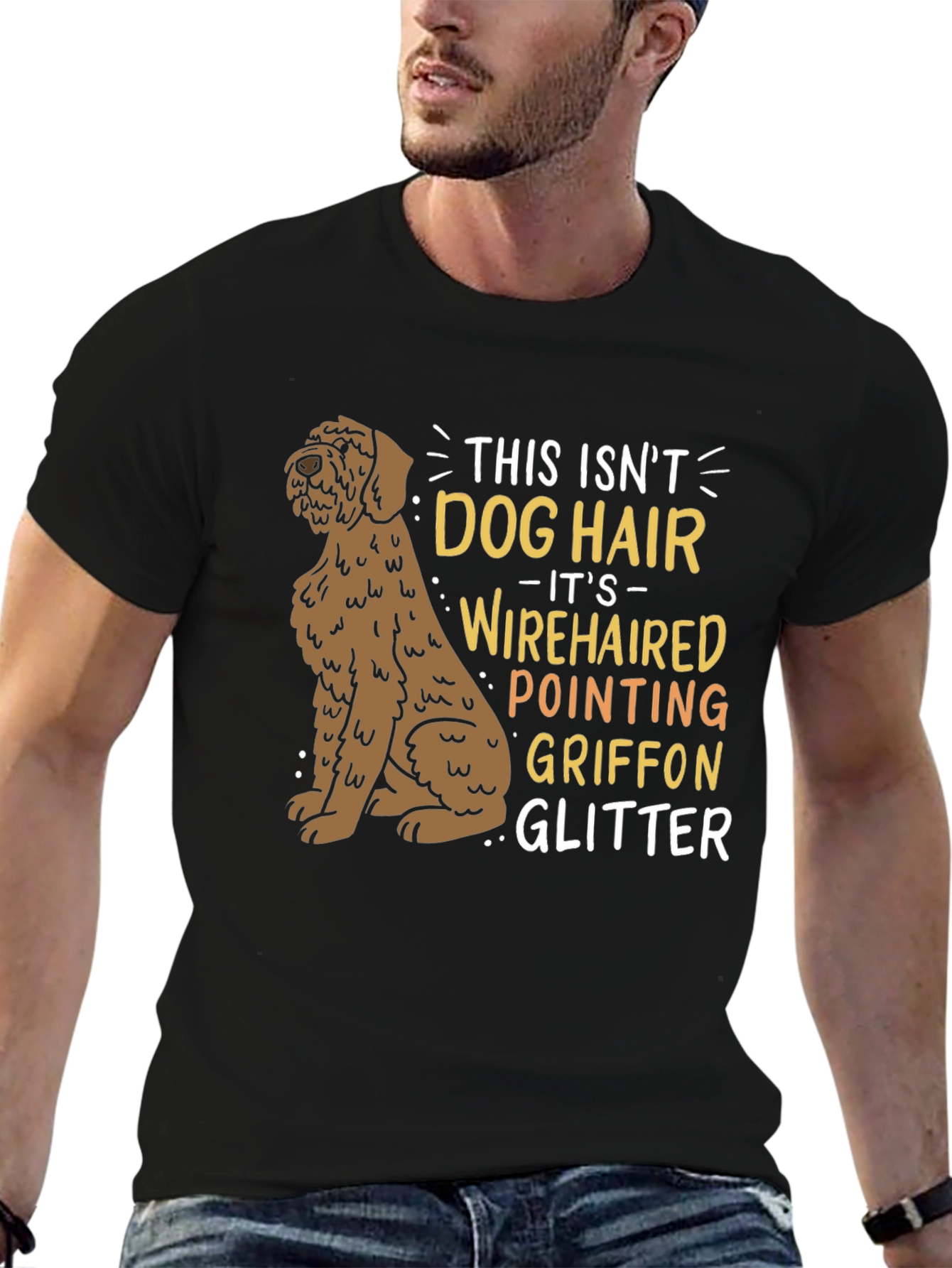 Wirehaired Pointing Griffon Dog Hair Glitter T-Shirt