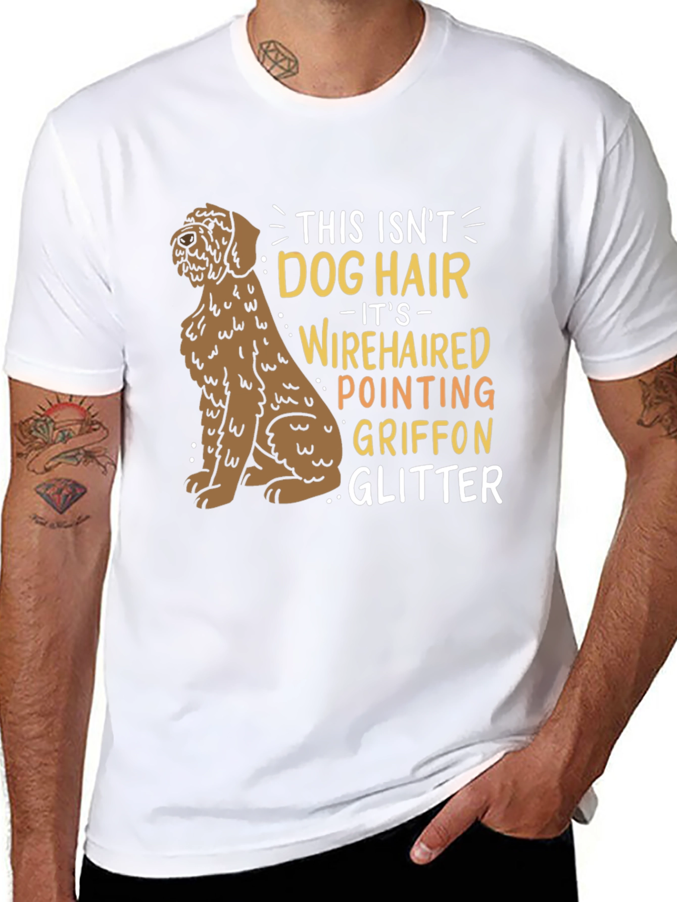 Wirehaired Pointing Griffon Dog Hair Glitter T-Shirt