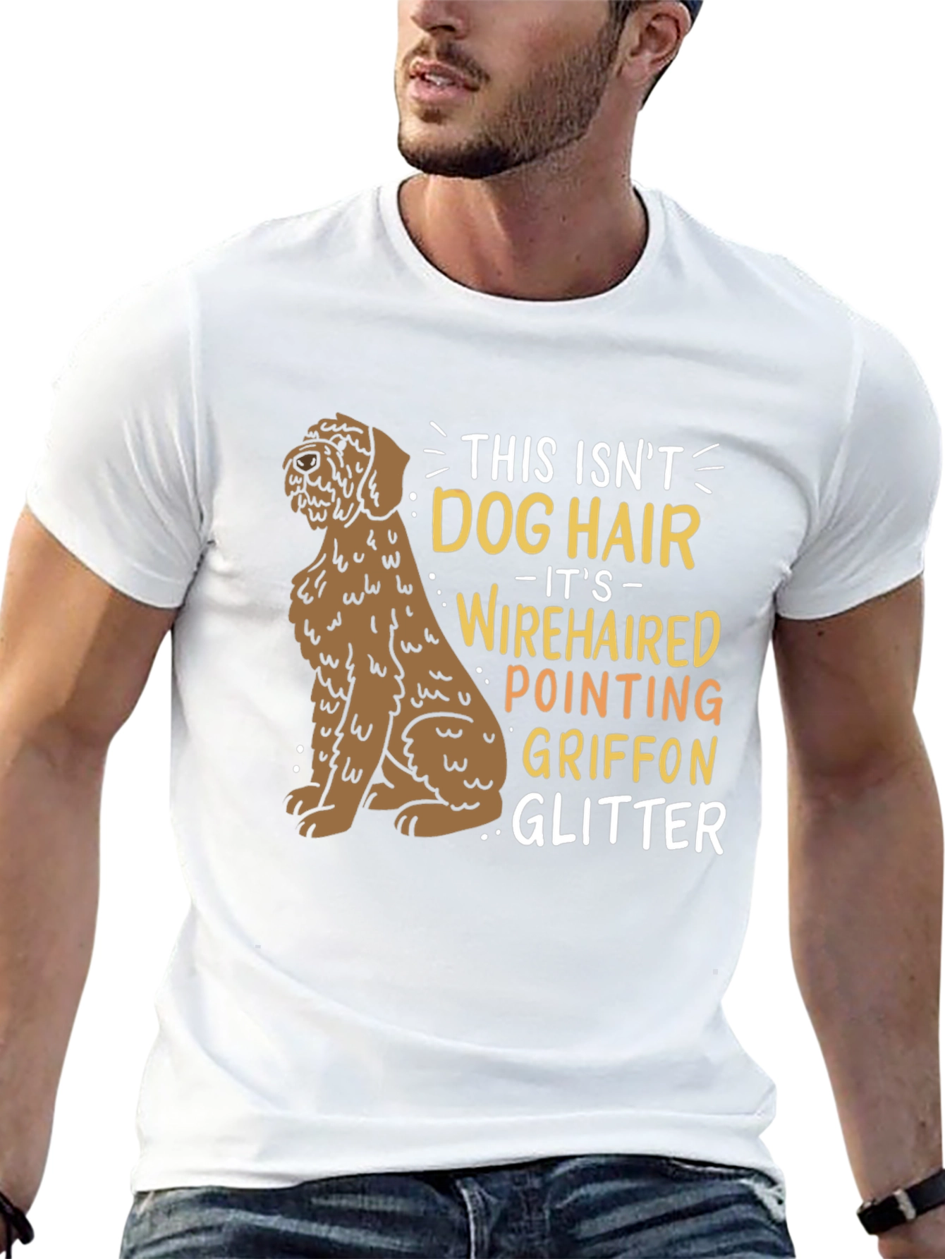 Wirehaired Pointing Griffon Dog Hair Glitter T-Shirt