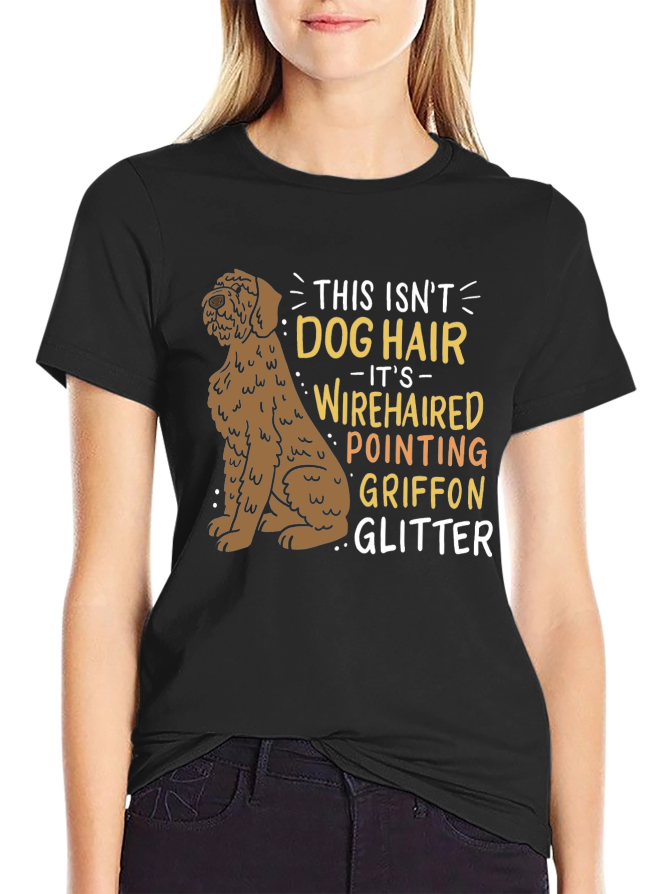 Wirehaired Pointing Griffon Dog Hair Glitter T-Shirt