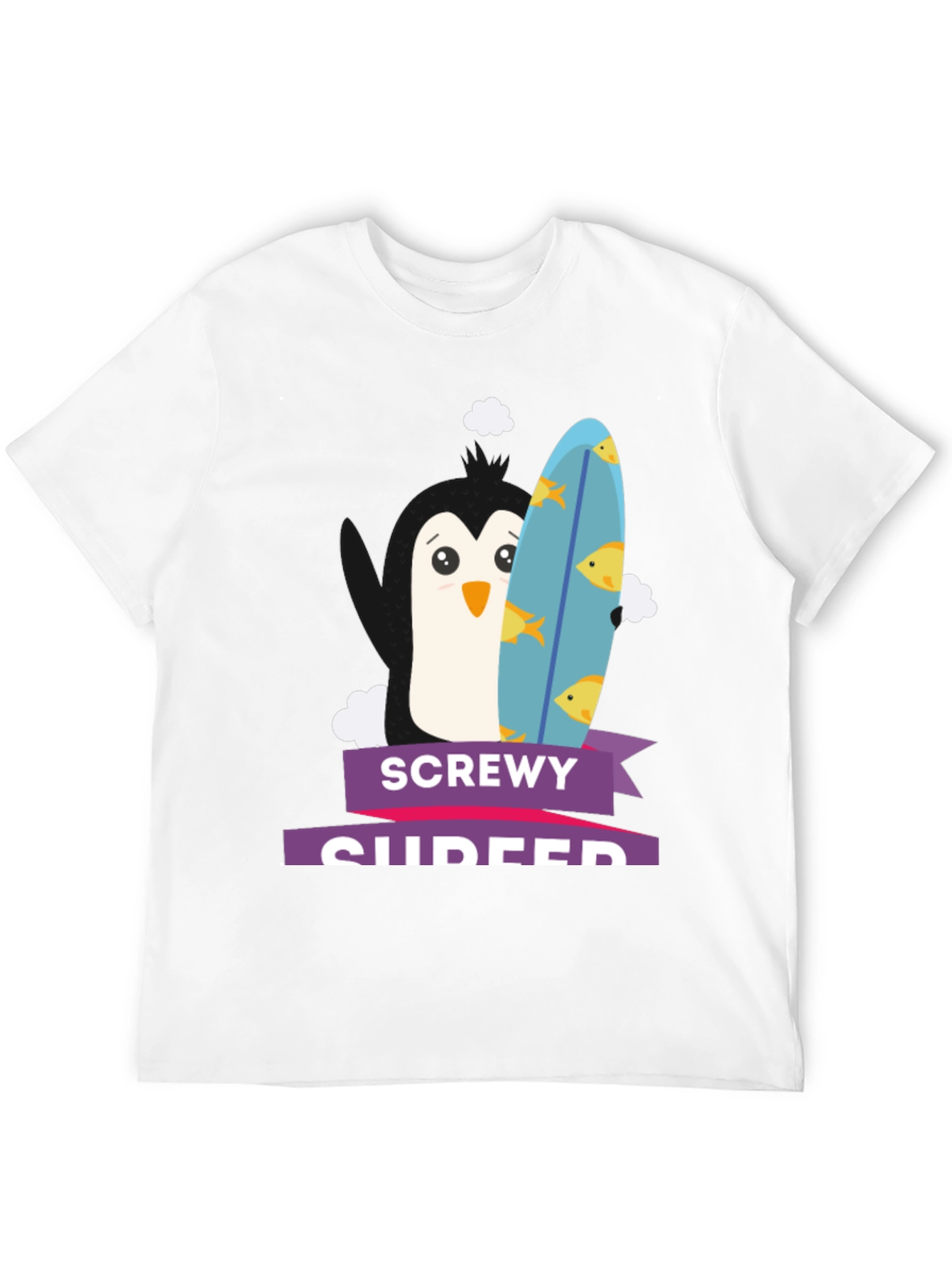 Screwey Surfer T-Shirt - Penguin Design