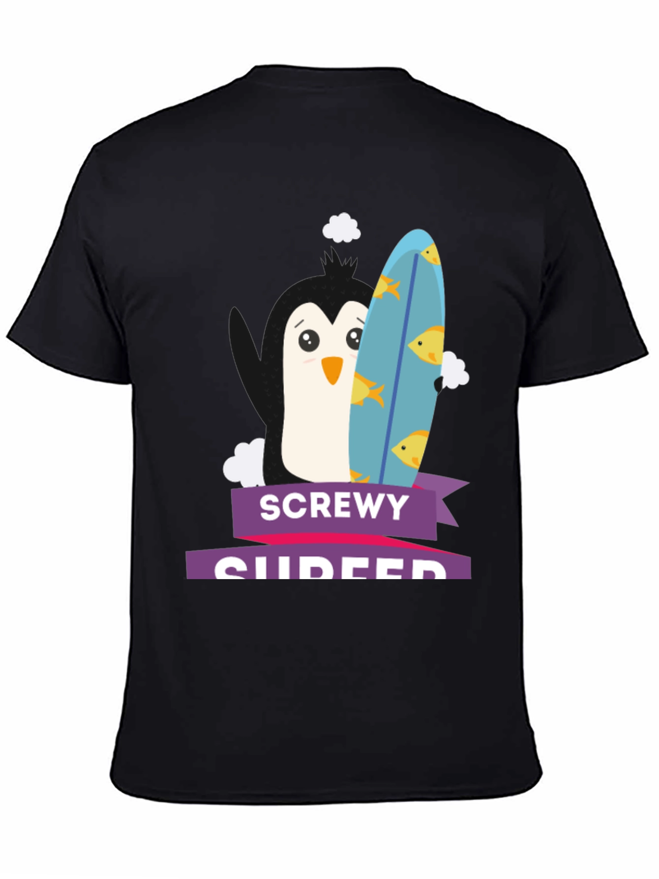 Screwey Surfer T-Shirt - Penguin Design
