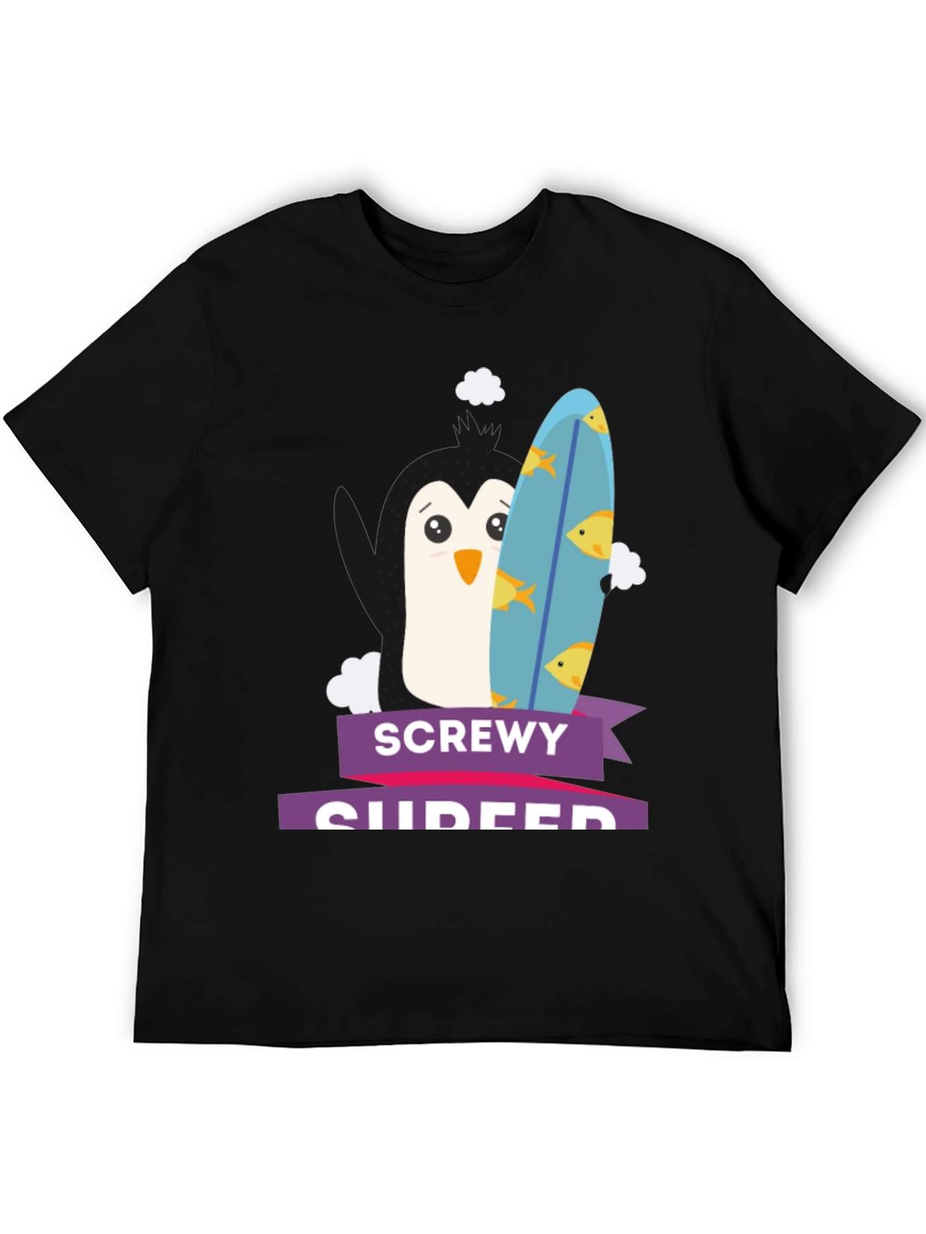 Screwey Surfer T-Shirt - Penguin Design