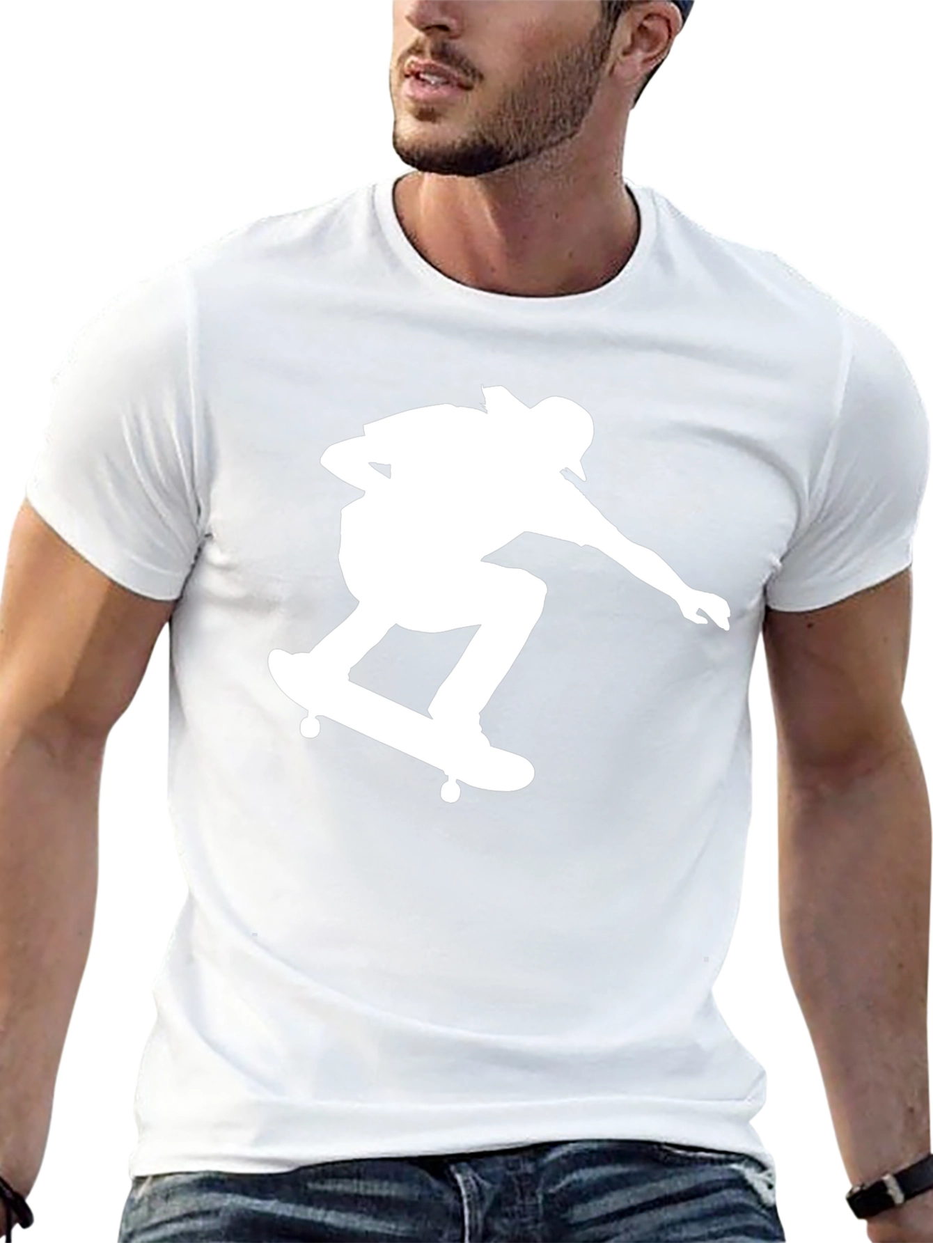 Skateboarding Silhouette Graphic T-Shirt - Casual Wear