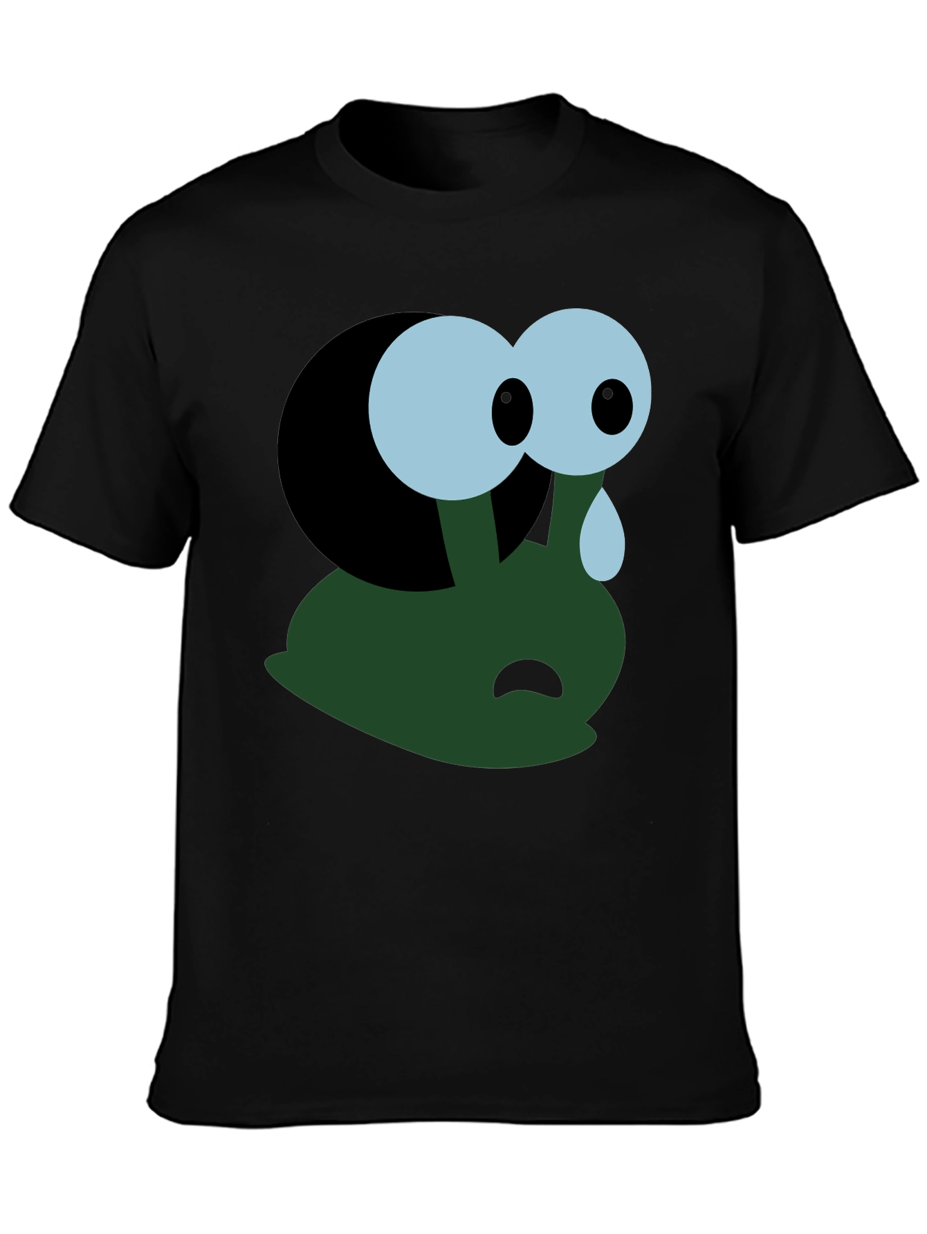 Sad Cartoon Character T-Shirt - Black
