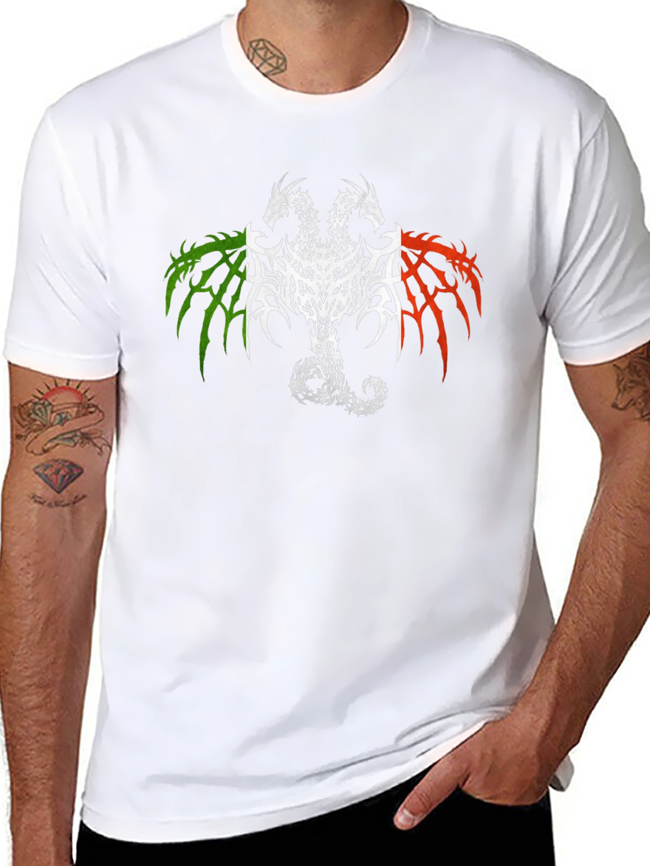 Two Headed Dragon Graphic Tee - Black
