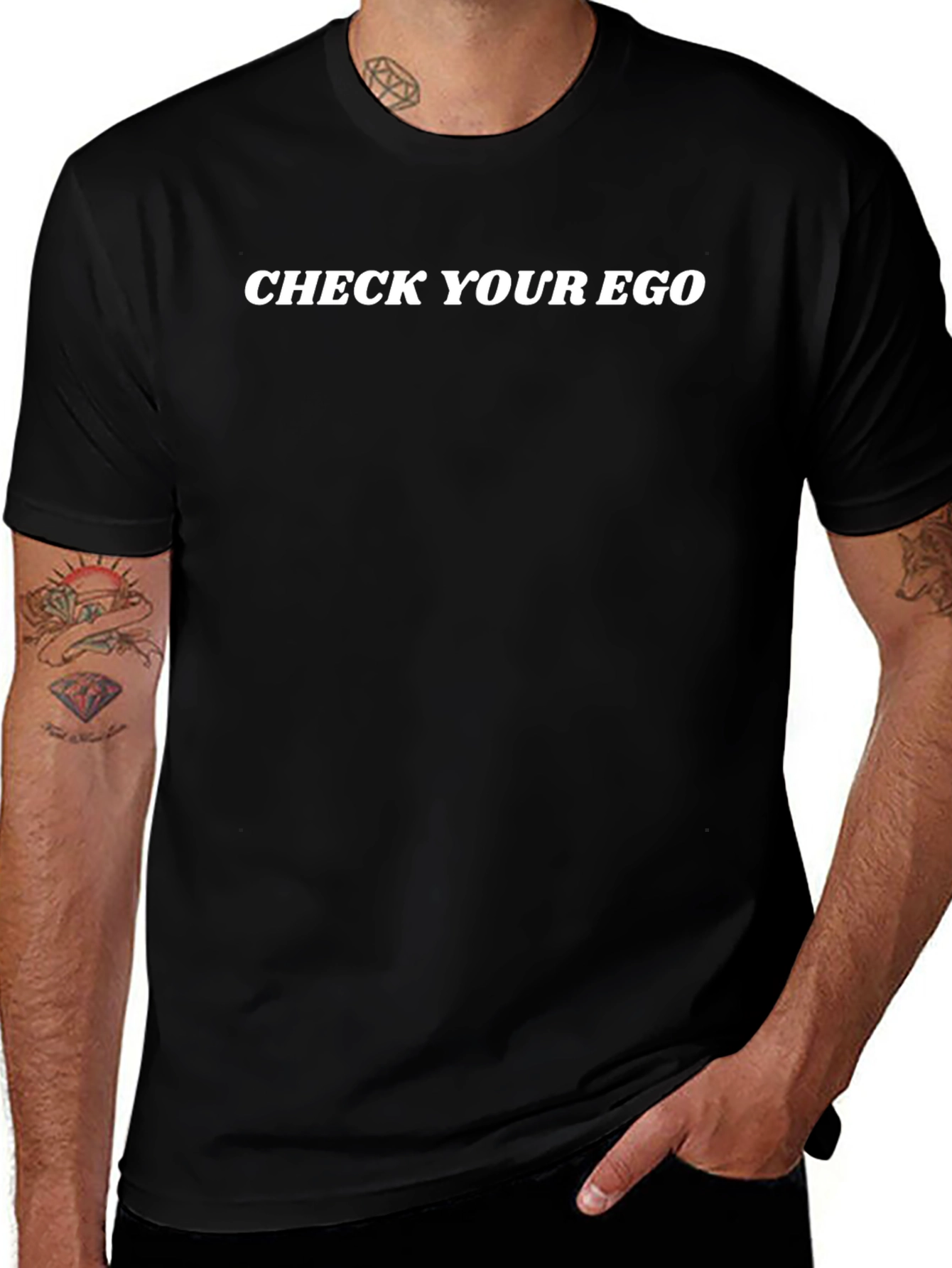 Check Your Ego Black Graphic T-Shirt