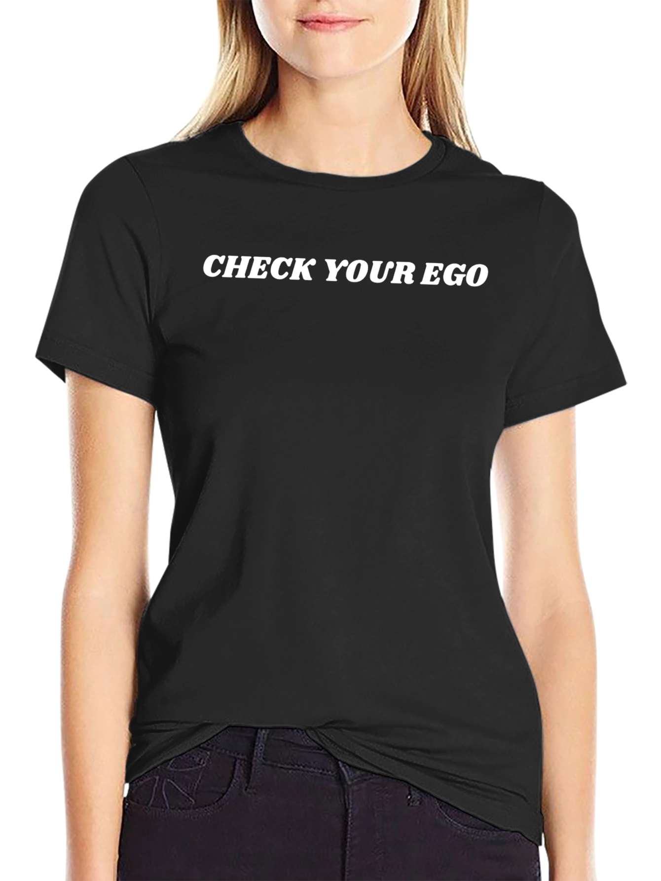 Check Your Ego Black Graphic T-Shirt