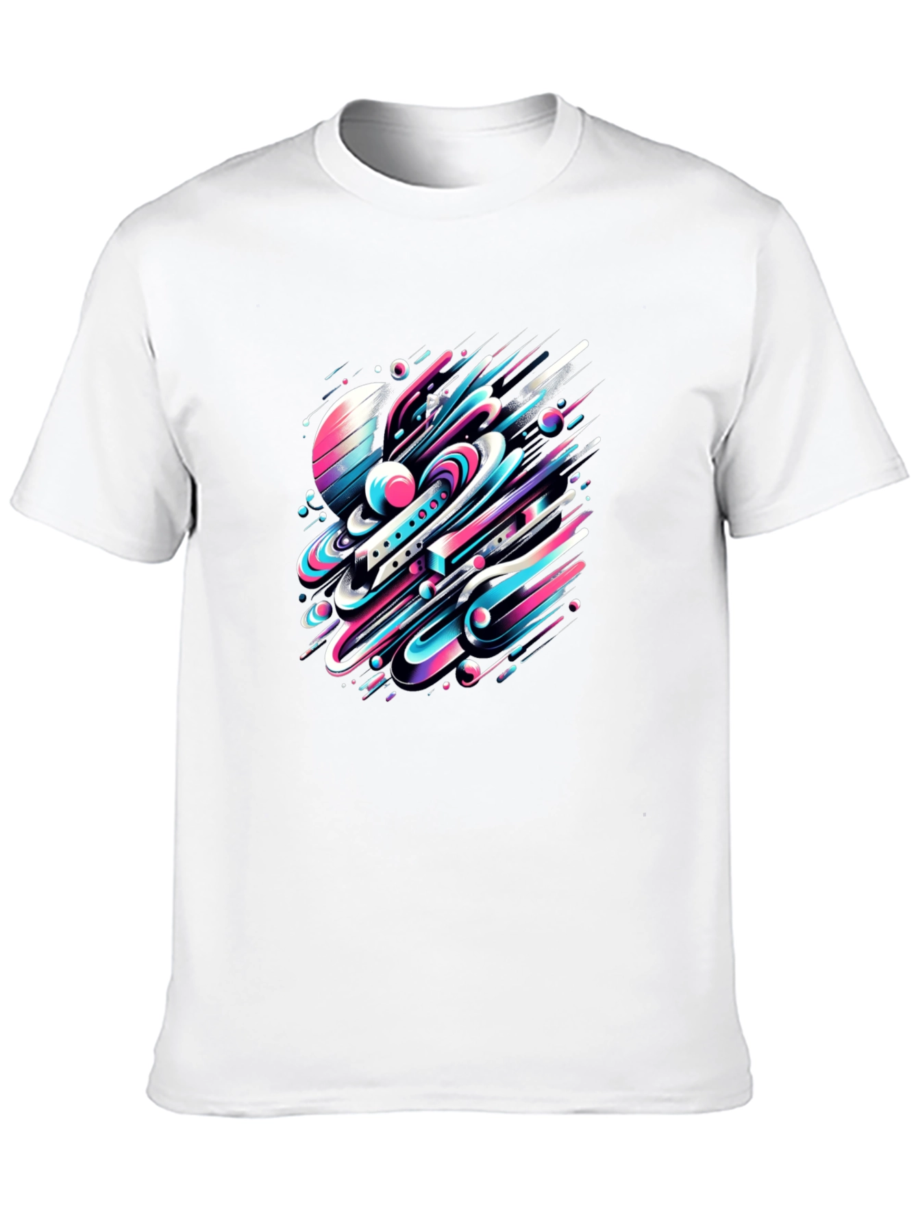 Abstract Space Tee: Graphic Print Black Cotton T-Shirt