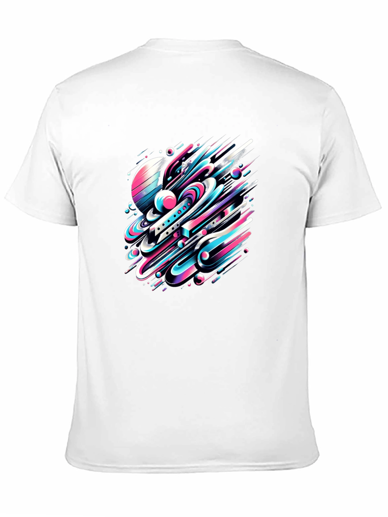 Abstract Space Tee: Graphic Print Black Cotton T-Shirt