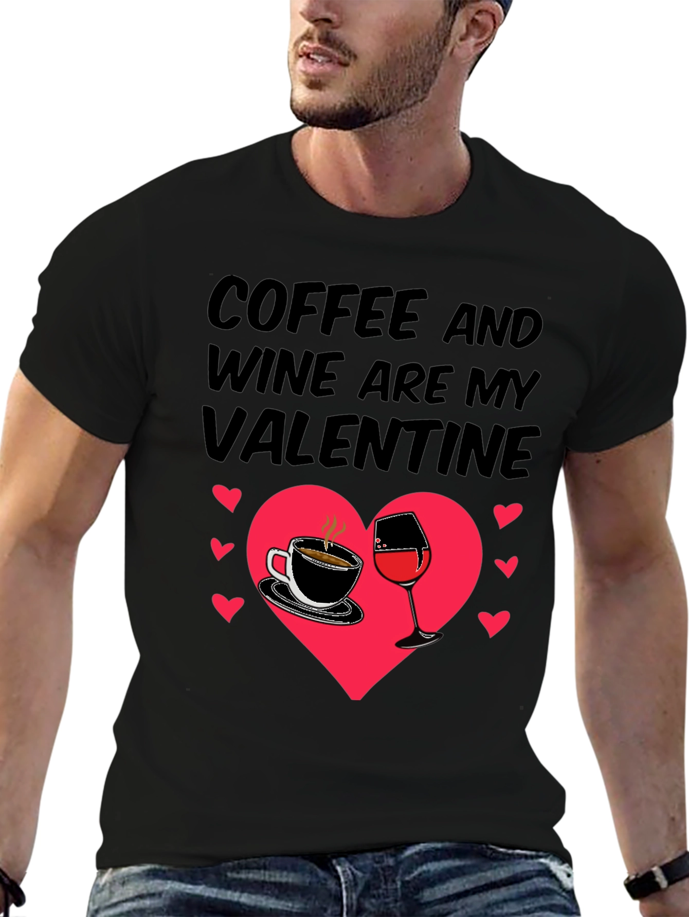 Coffee and Wine Valentines Day Graphic Tee