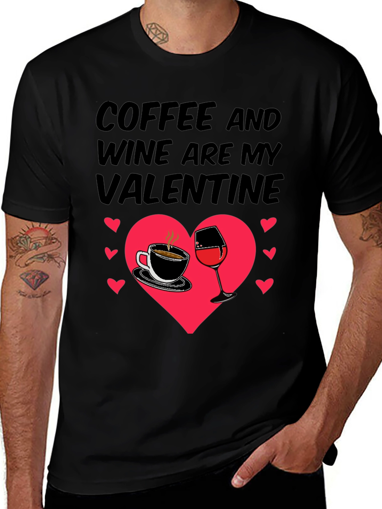 Coffee and Wine Valentines Day Graphic Tee