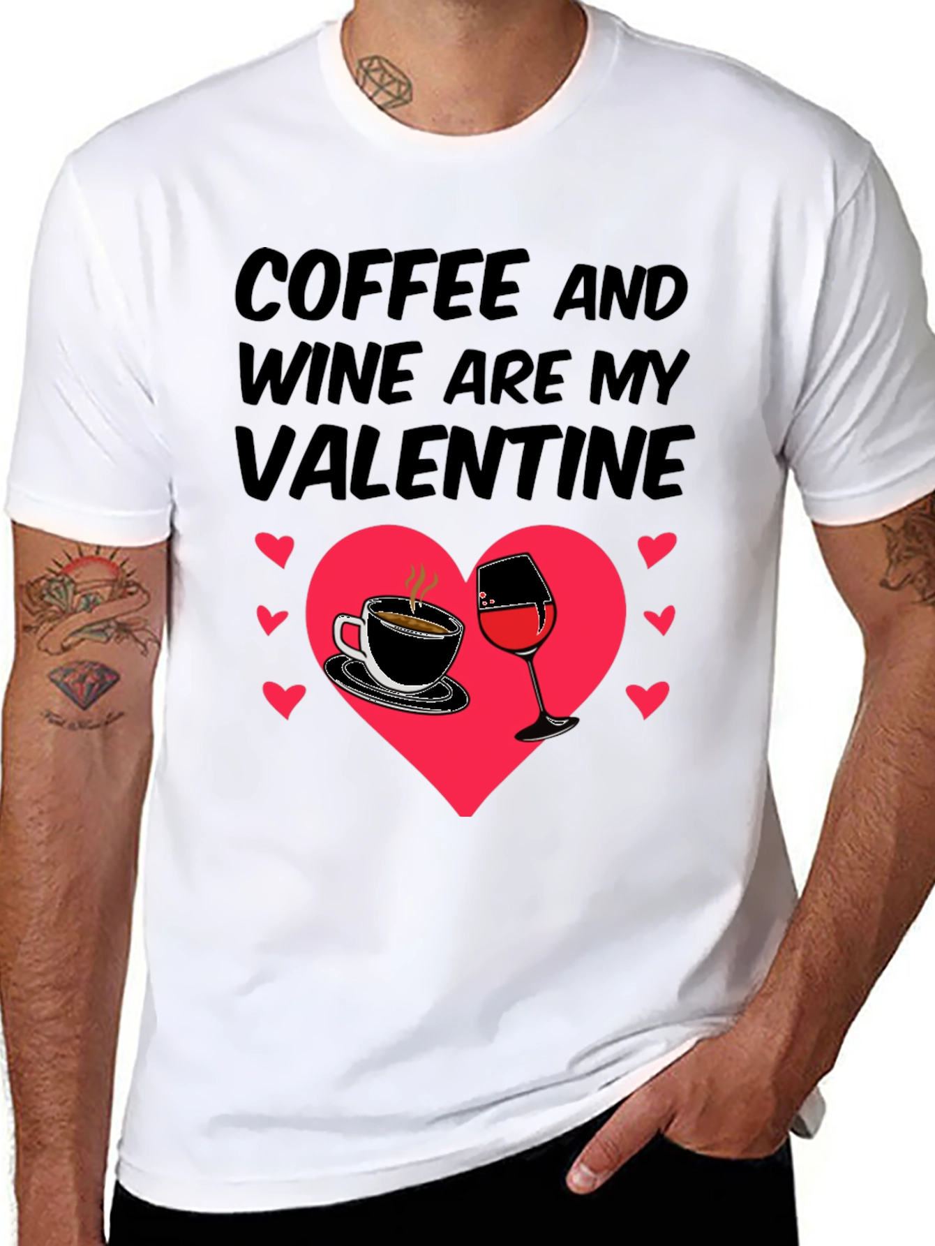 Coffee and Wine Valentines Day Graphic Tee